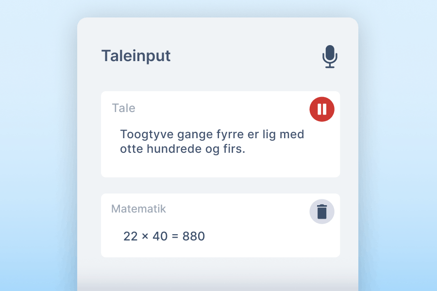 Indtaling af matematik