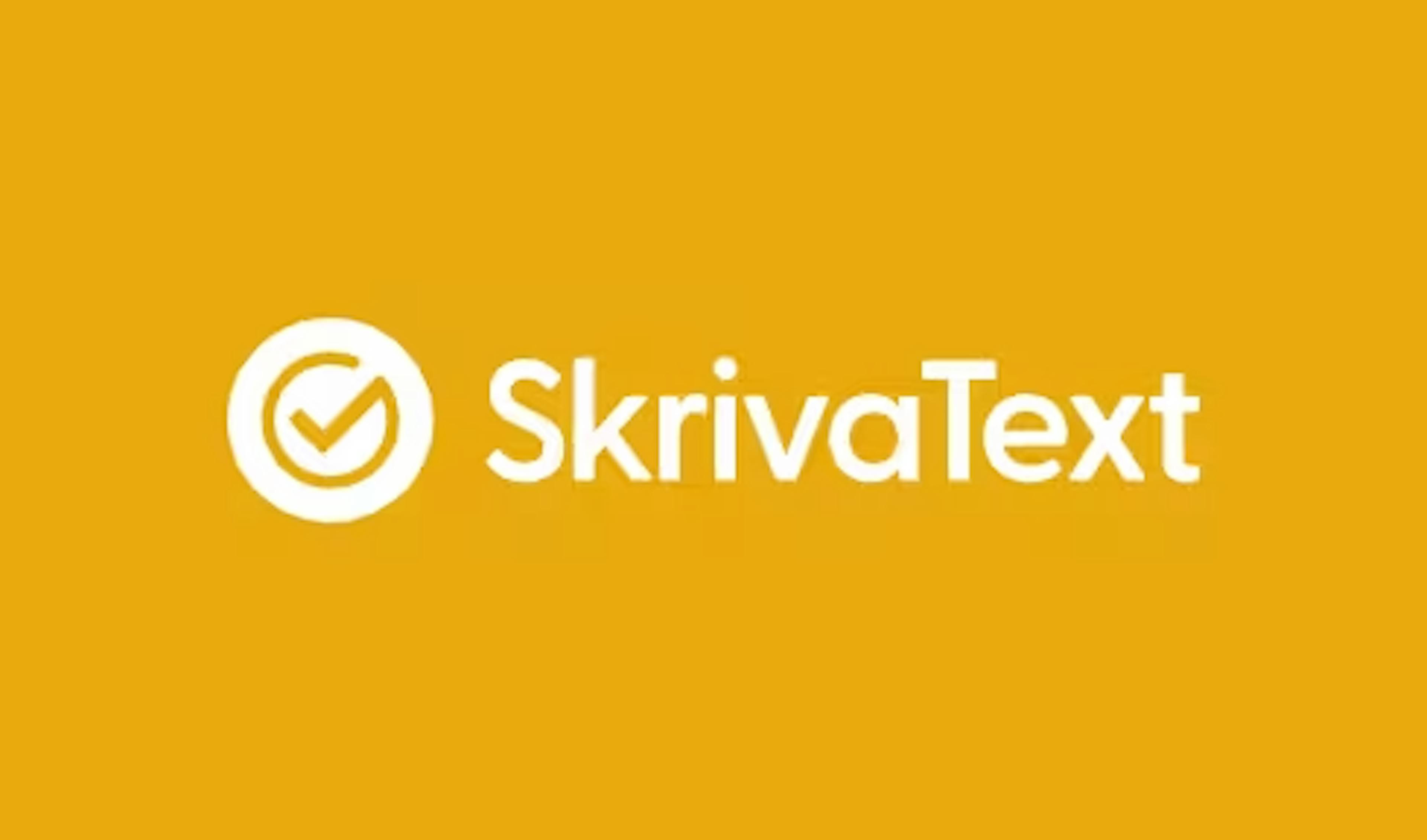 SkrivaText-logotyp på gul bakgrund