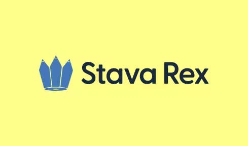 Stava Rex-logotypen på gul bakgrund
