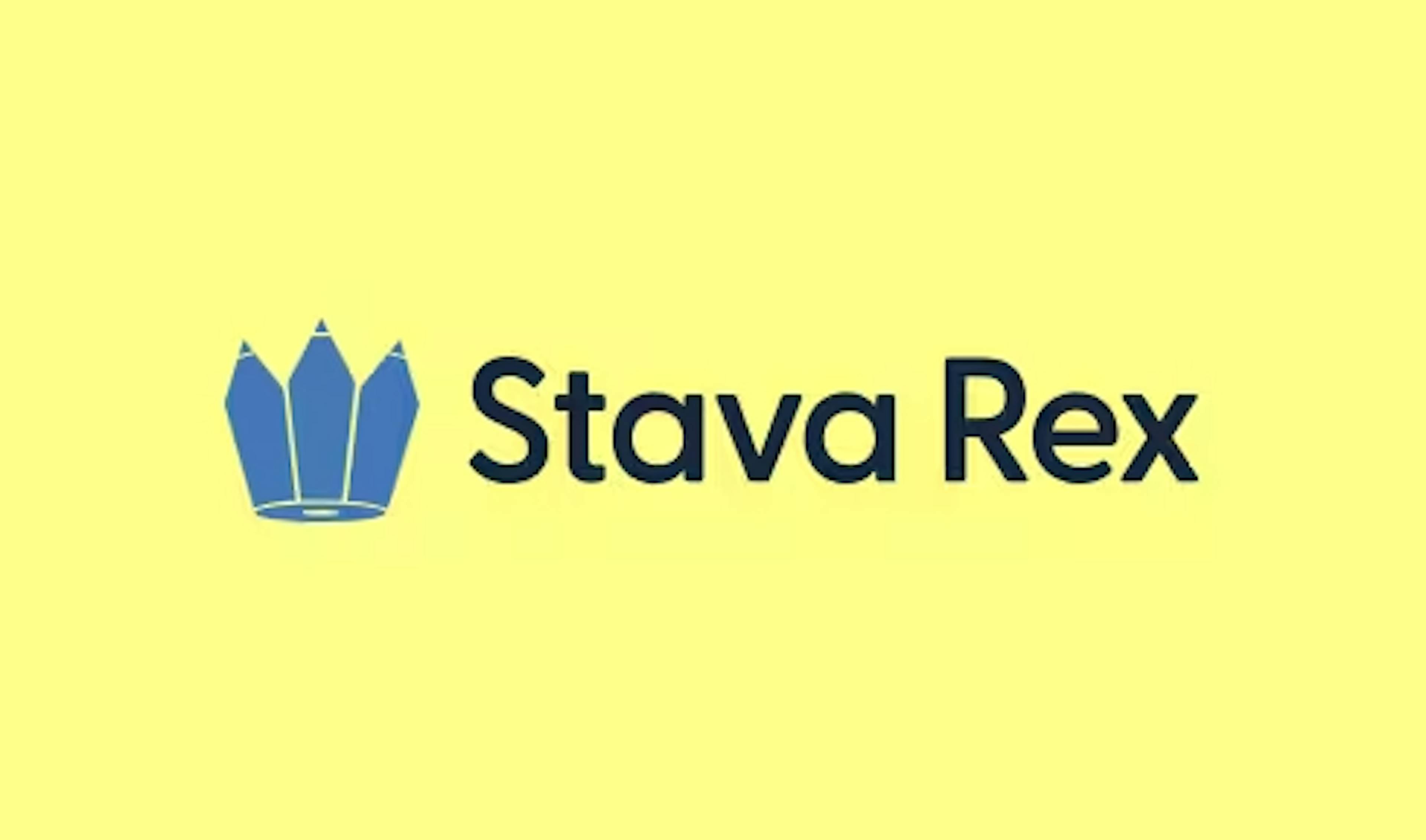 Stava Rex-logotypen på gul bakgrund
