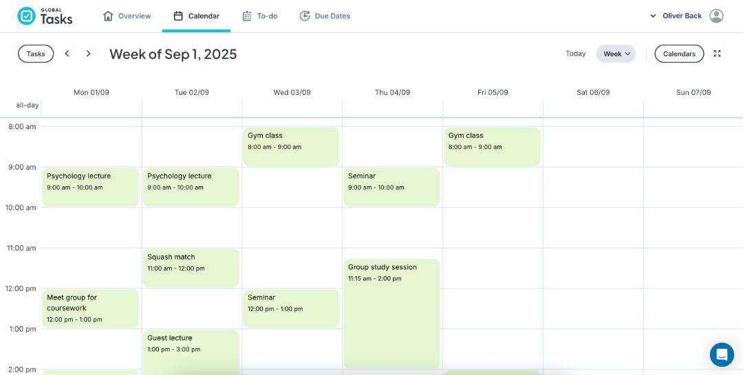 Screenshot of new Global Tasks UI