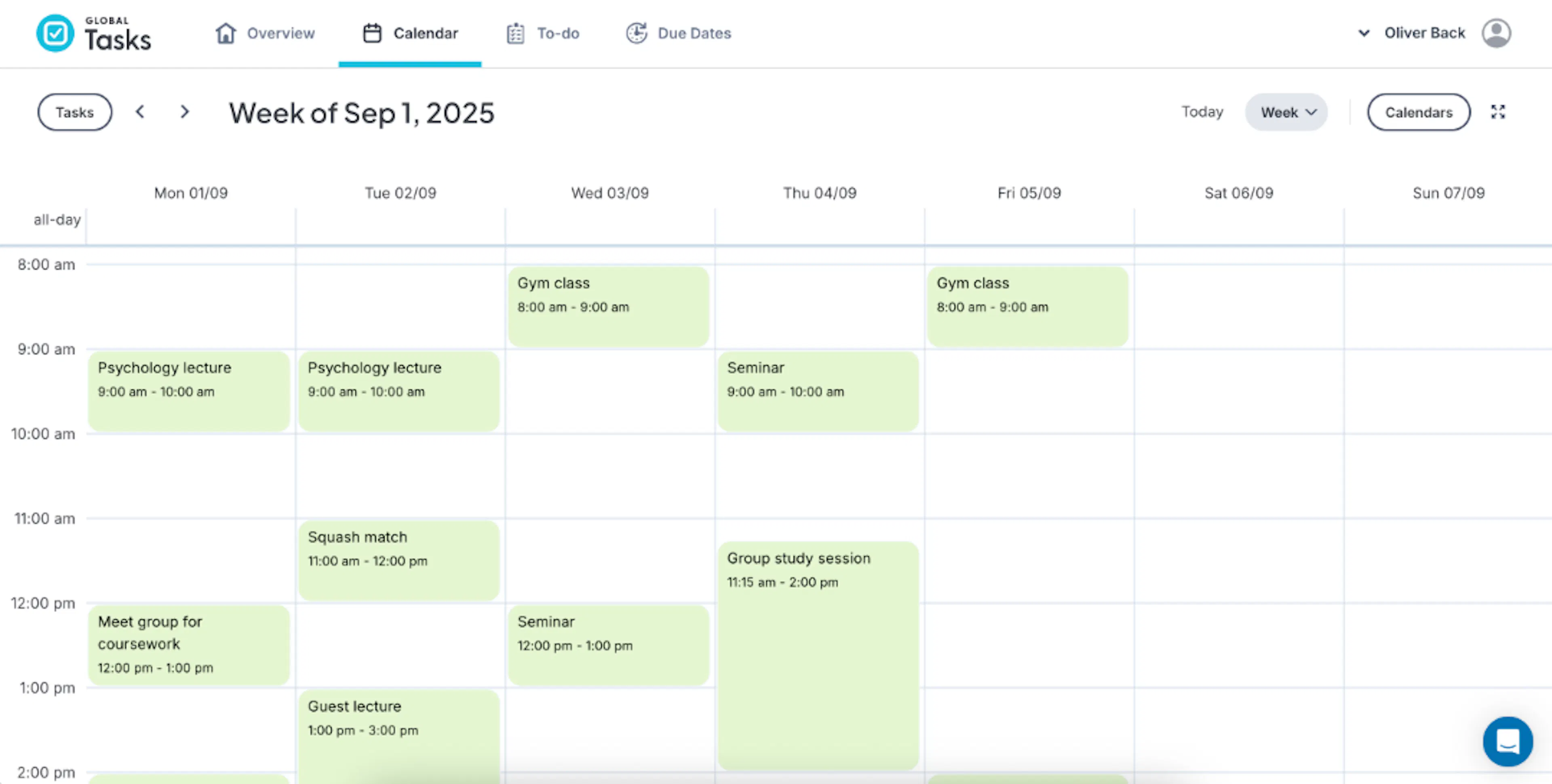 Screenshot of new Global Tasks UI