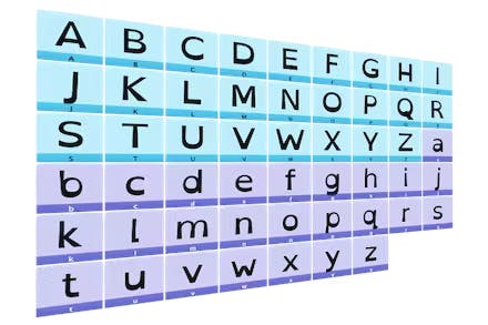 Letters of the alphabet from a to z in a dyslexia friendly font