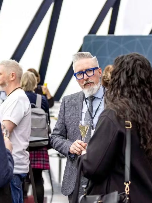 Martin McKay talking to guests at the Everway workplace event