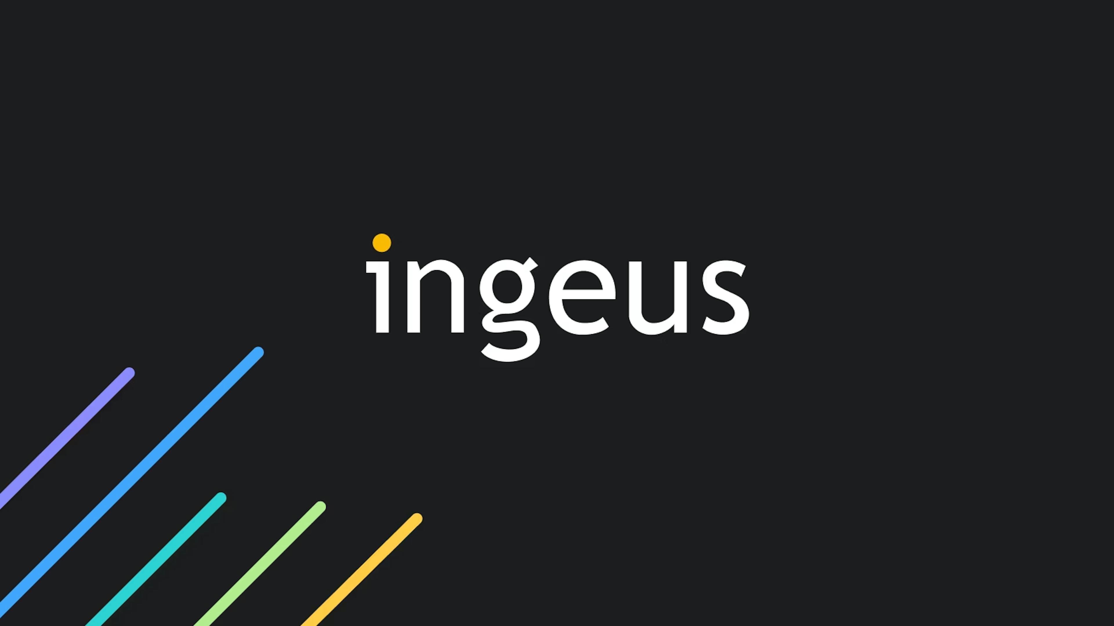 Graphic with Ingeus logo and diagonal lines with a spectrum of colour