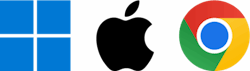 Windows-, Apple- og Google Chrome-logoer