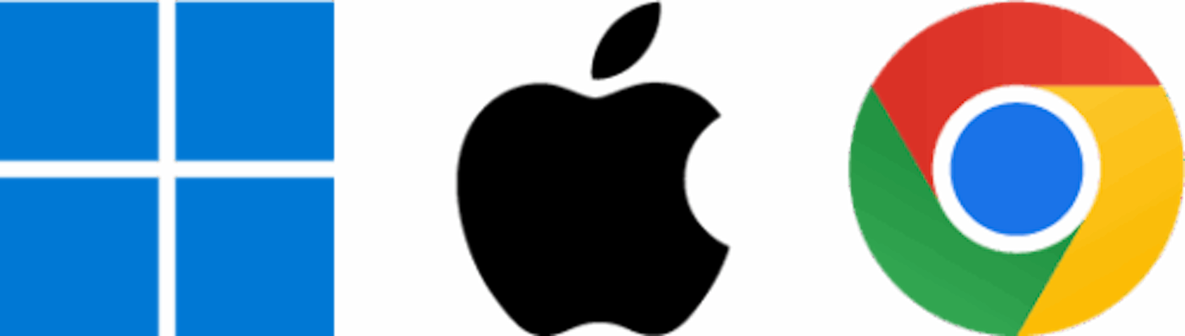 Windows-, Google-, Chrome- og iOS-apple-logoer