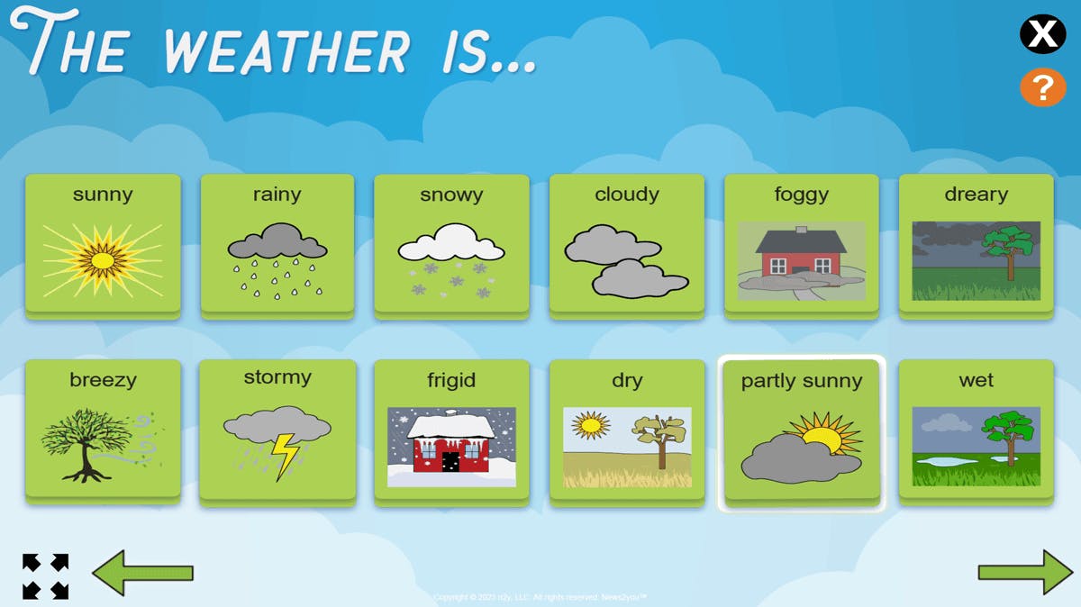 A screen from News2you showing cards with weather illustrations.