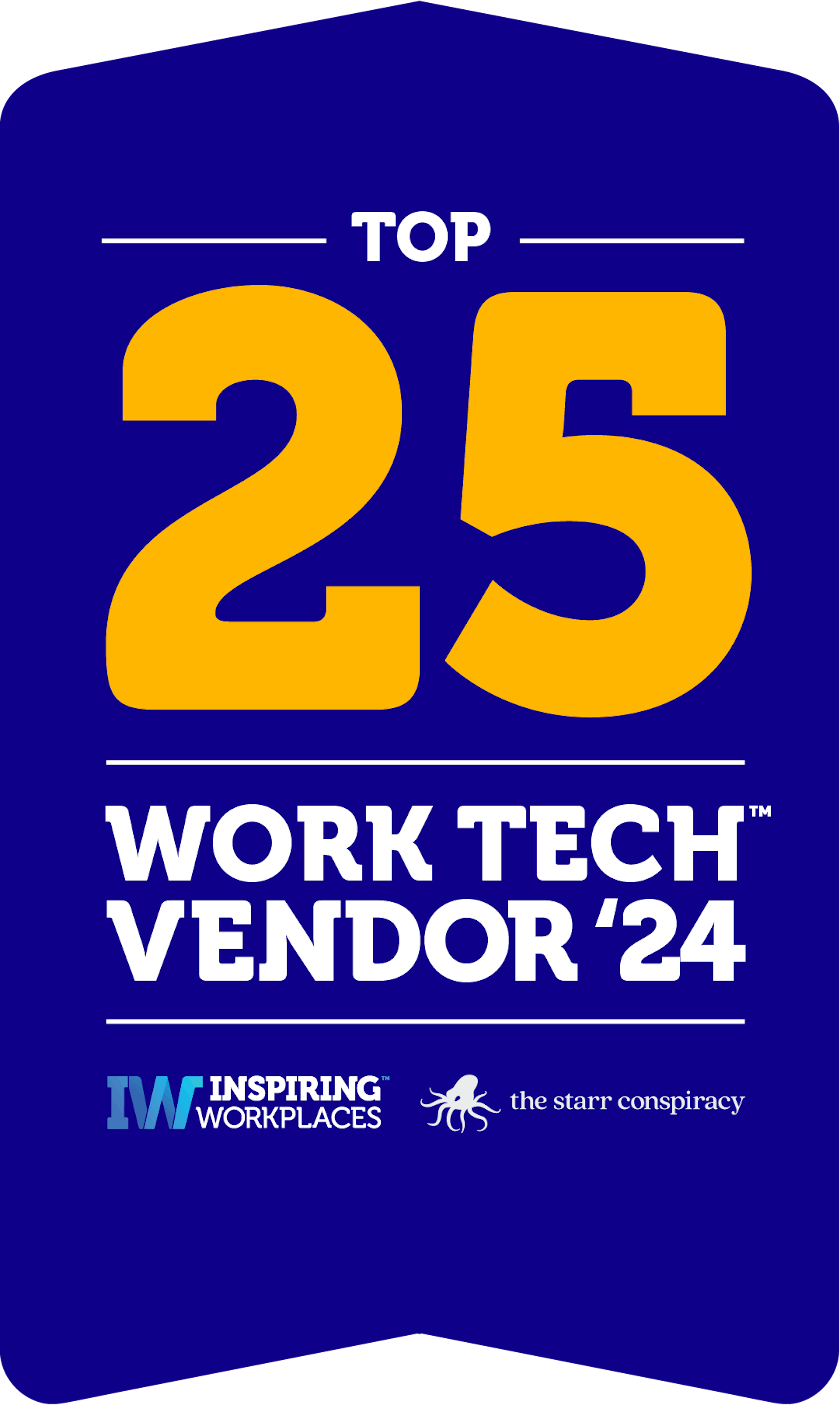 Top 25 work tech vendor award badge 2024