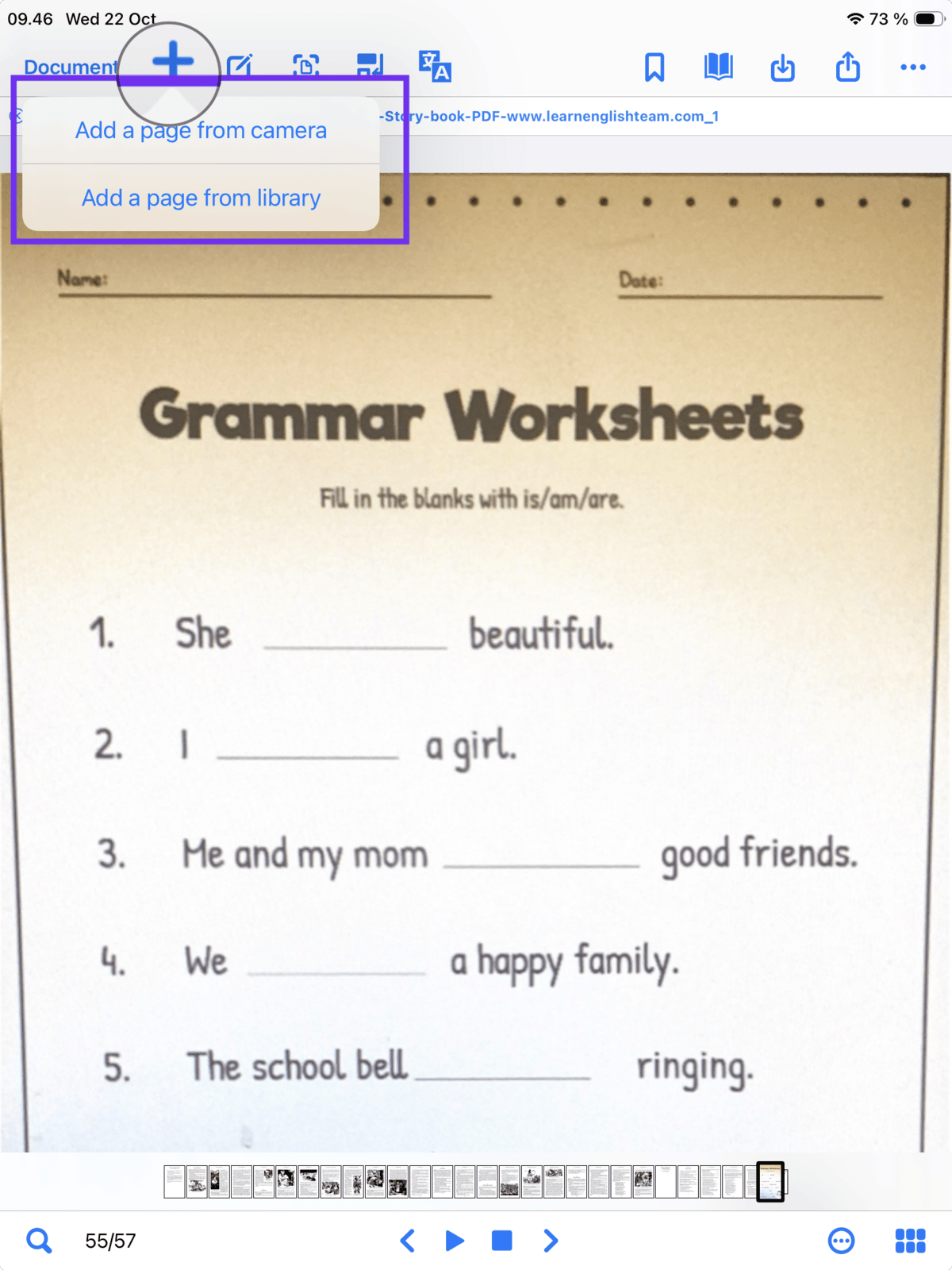 OrbitNote tools in action showing how you can add images from camera roll