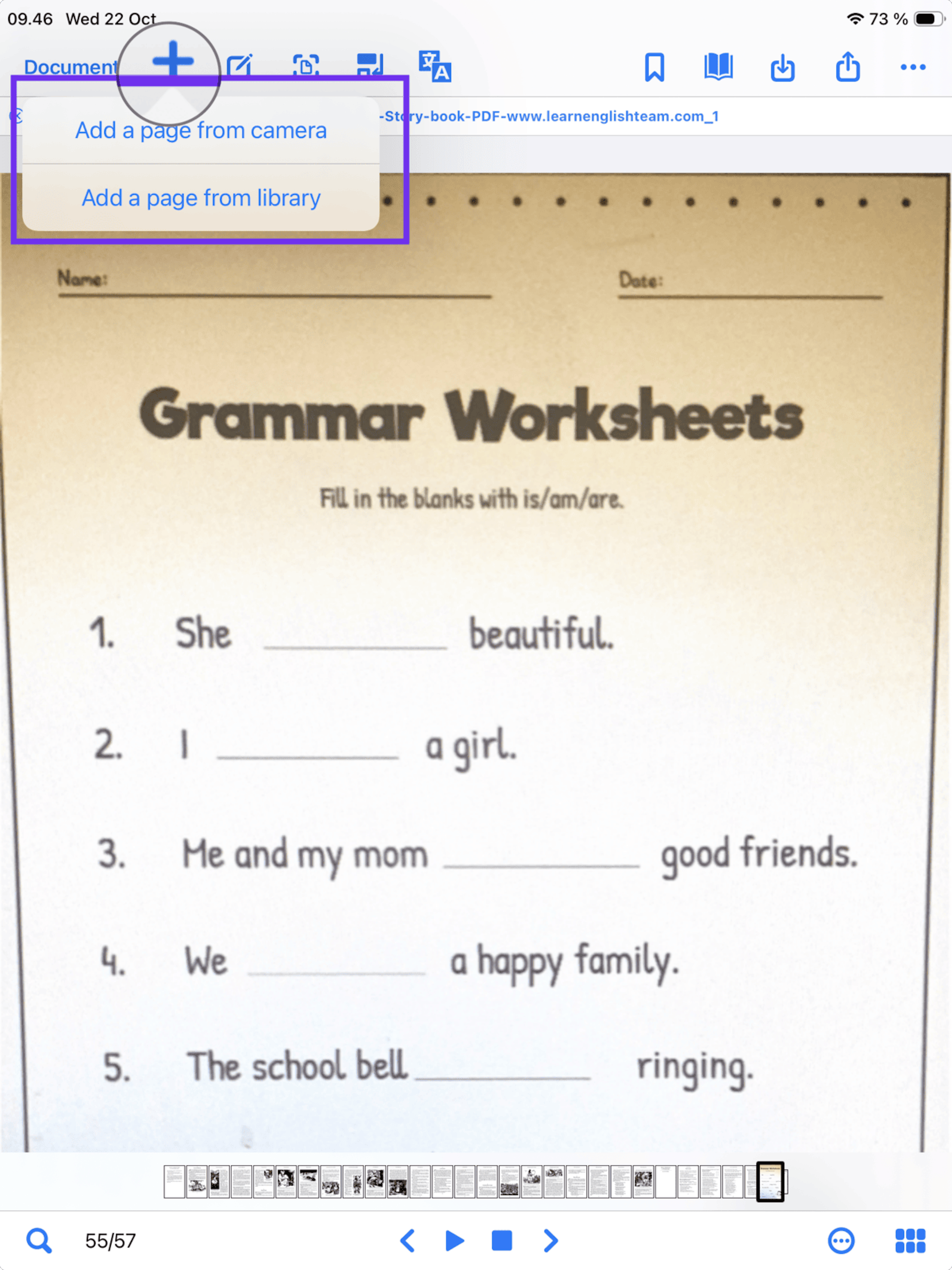 OrbitNote tools in action showing how you can add images from camera roll