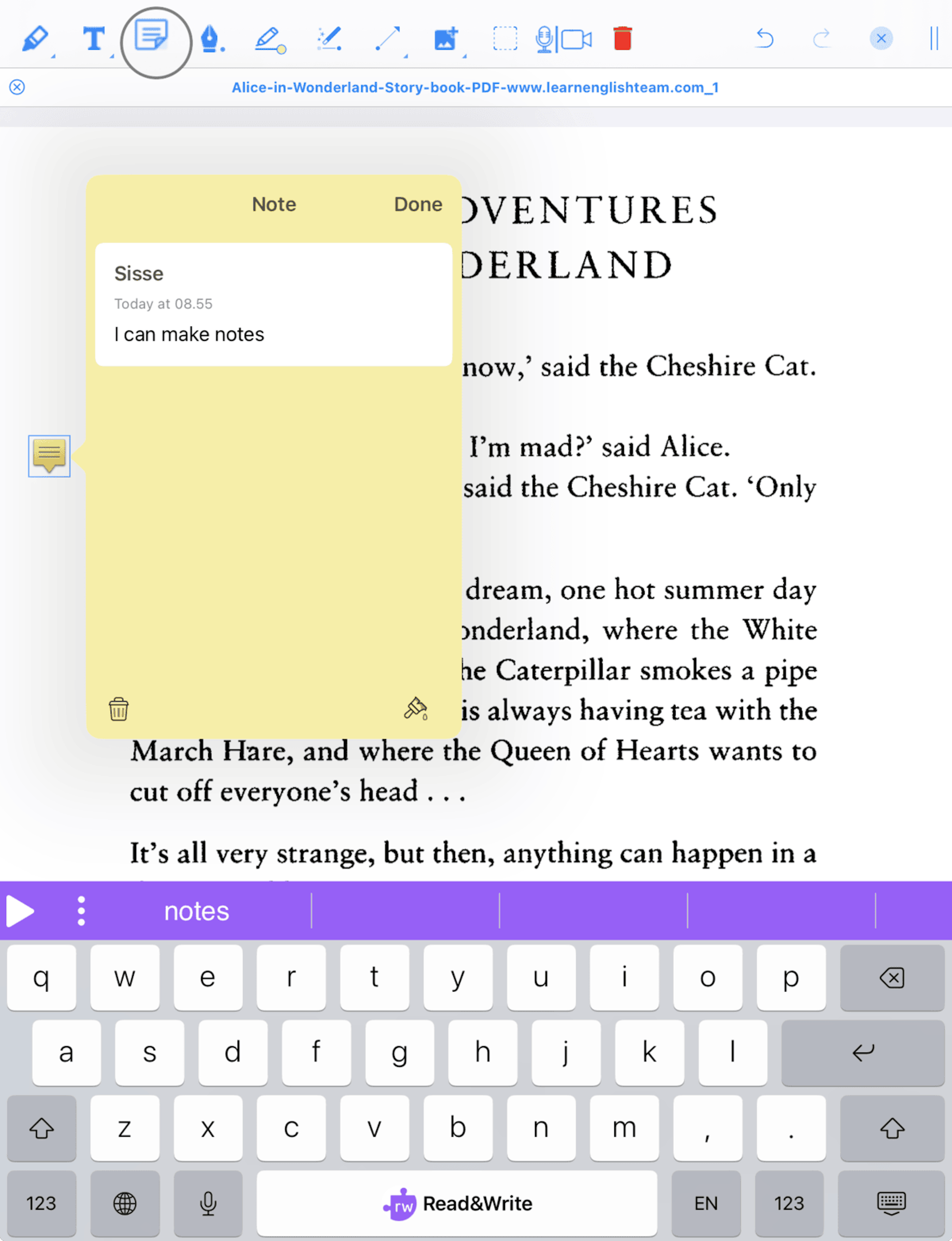 OrbitNote tools previewed in the app on a PDF