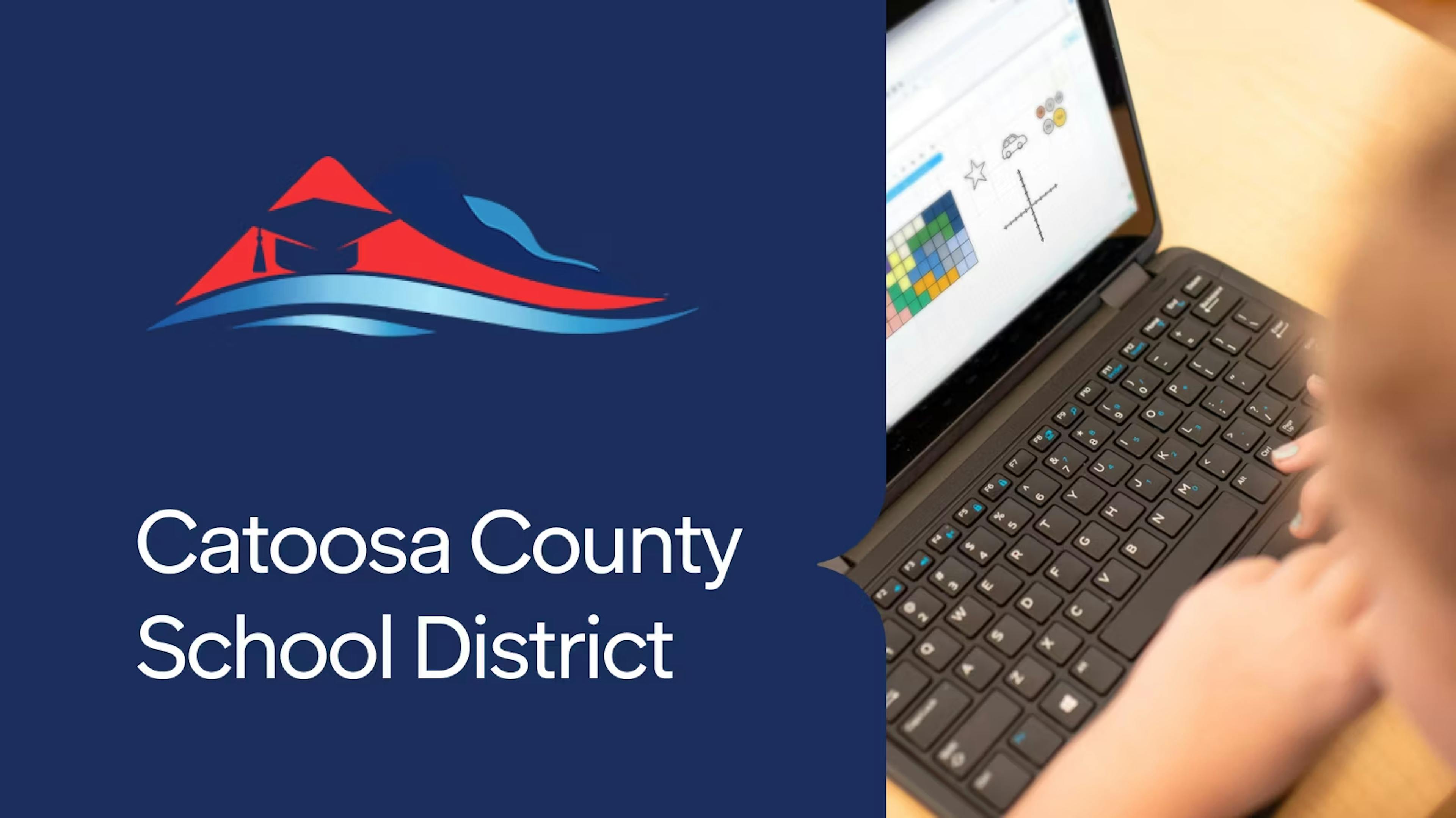 Catoosa County School District logo and student using Equatio