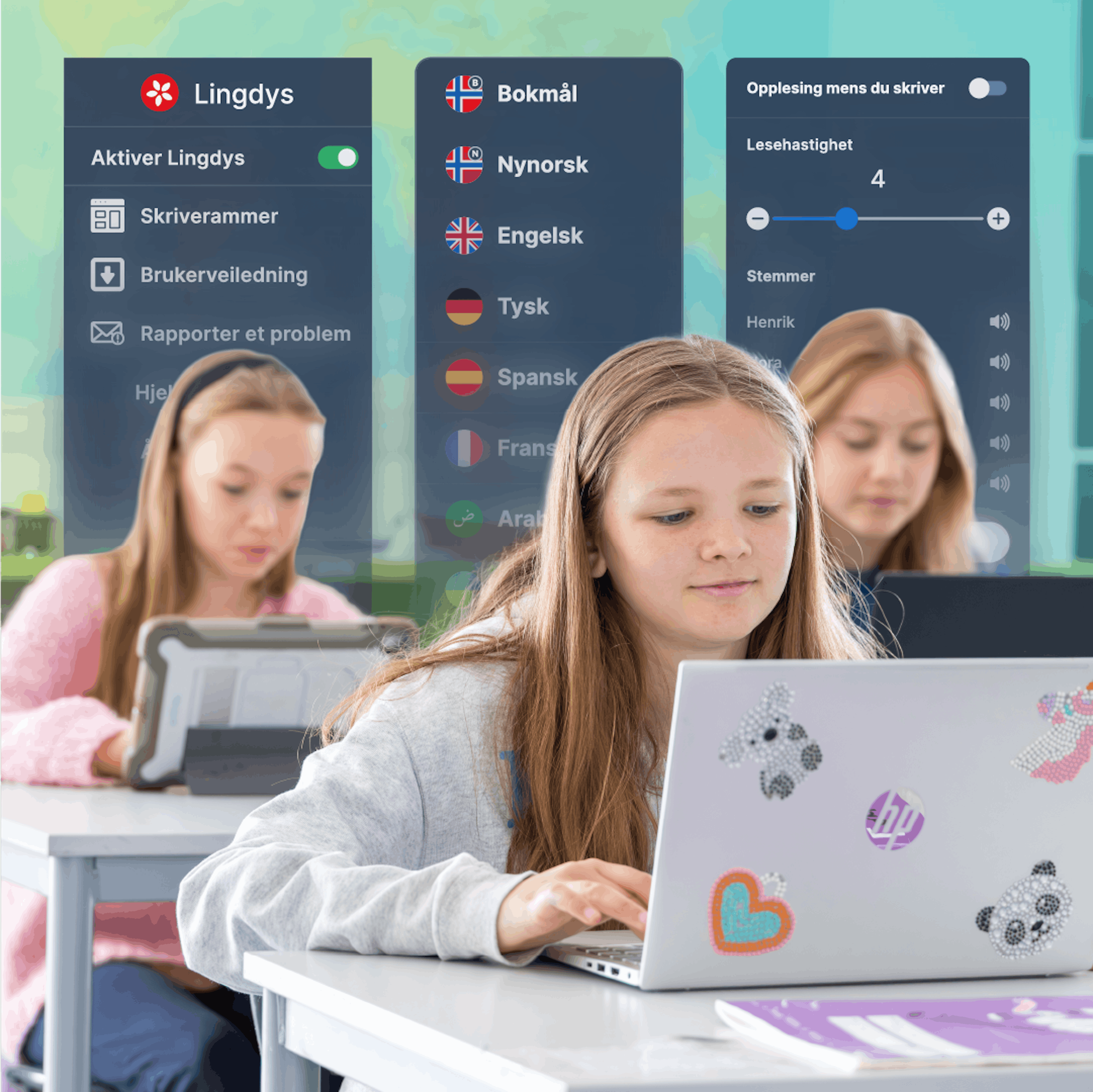 Studenter som jobber på bærbare datamaskiner i et klasserom