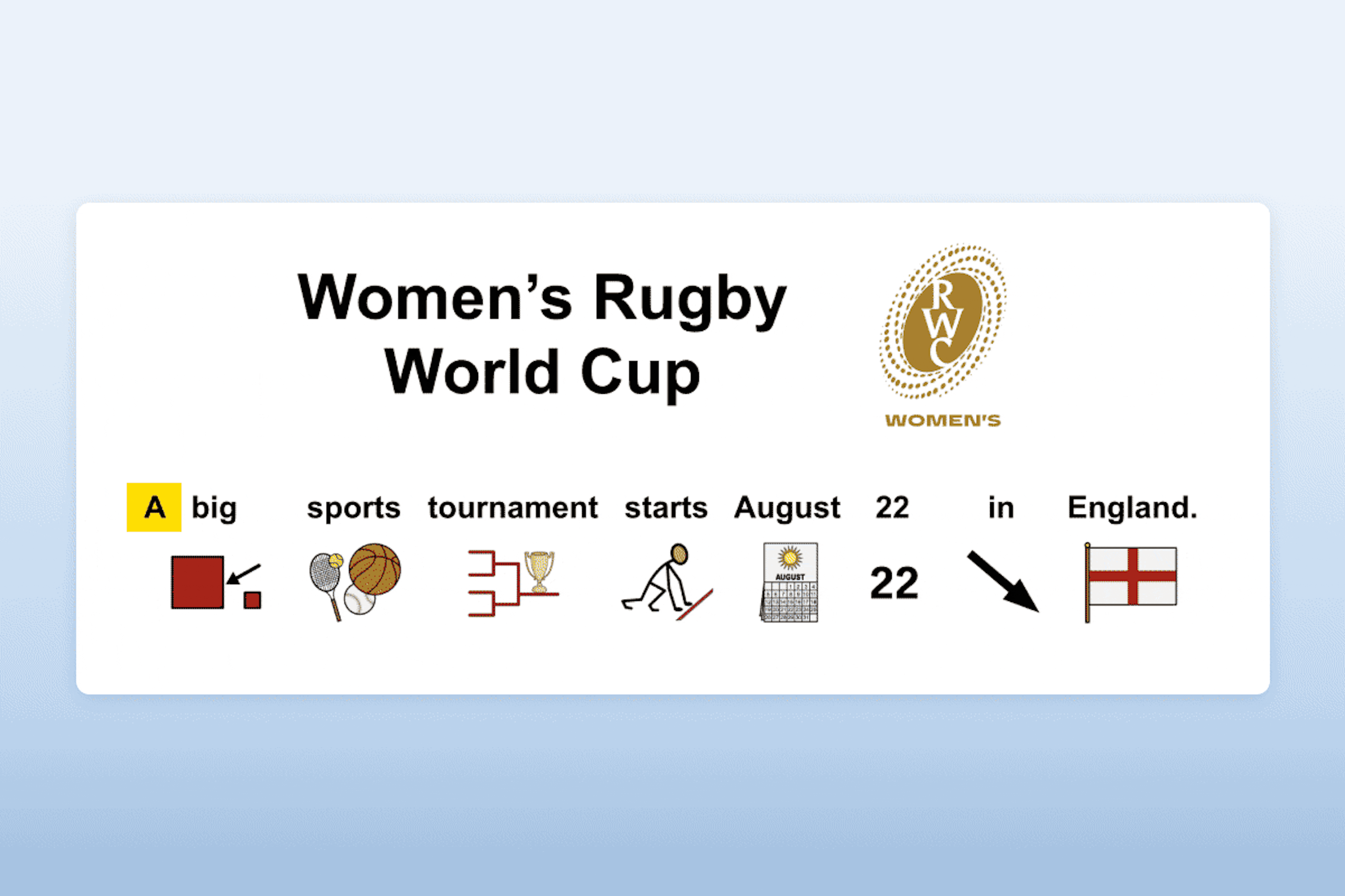 News2you excerpt about the Women's Rugby World Cup showing text-to-speech. 