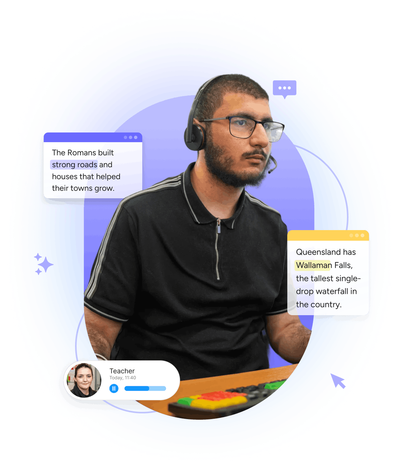 Student using Read&Write - with product UI overlaid