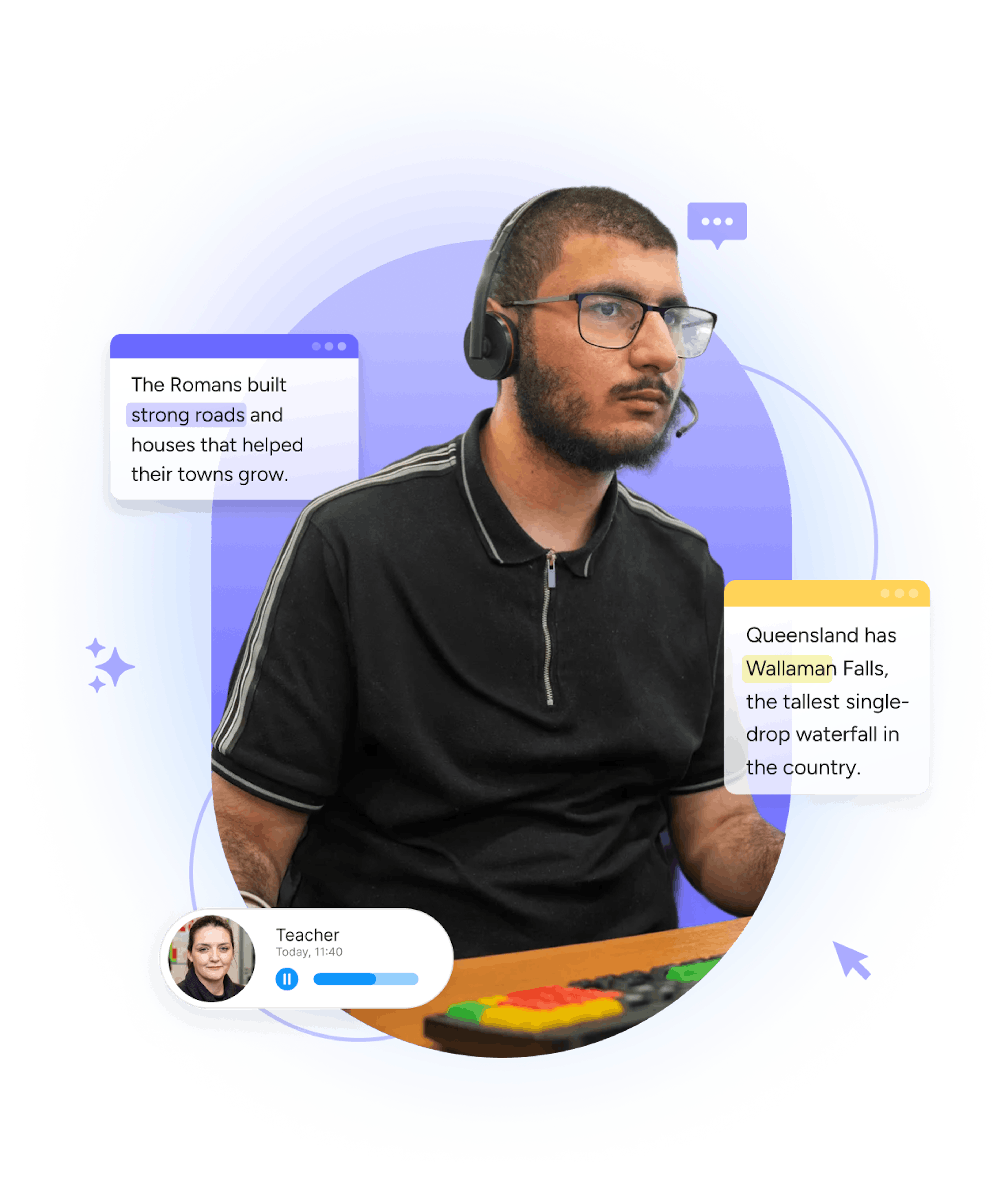 Student using Read&Write - with product UI overlaid
