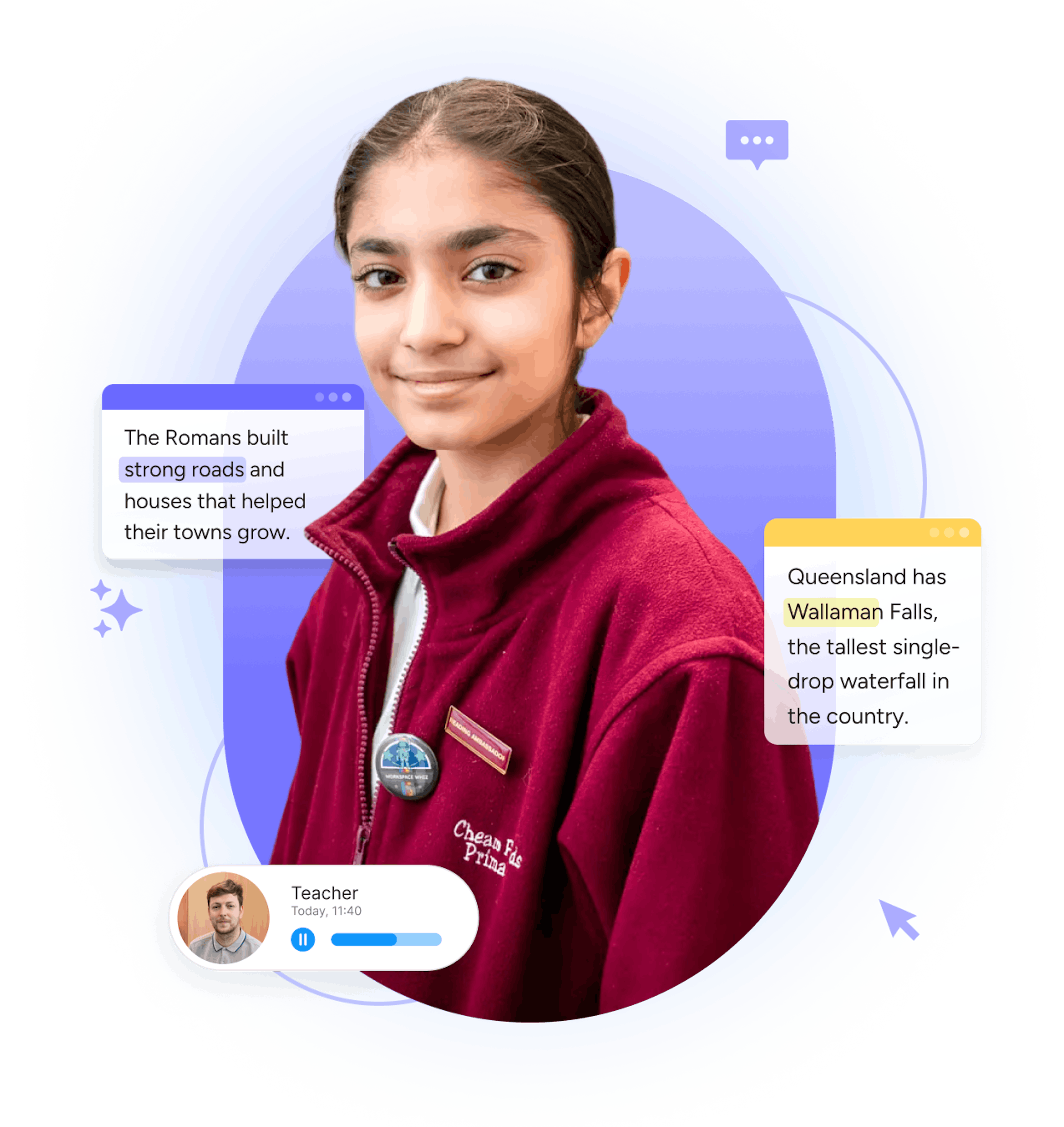 Student using Read&Write - with product UI overlaid