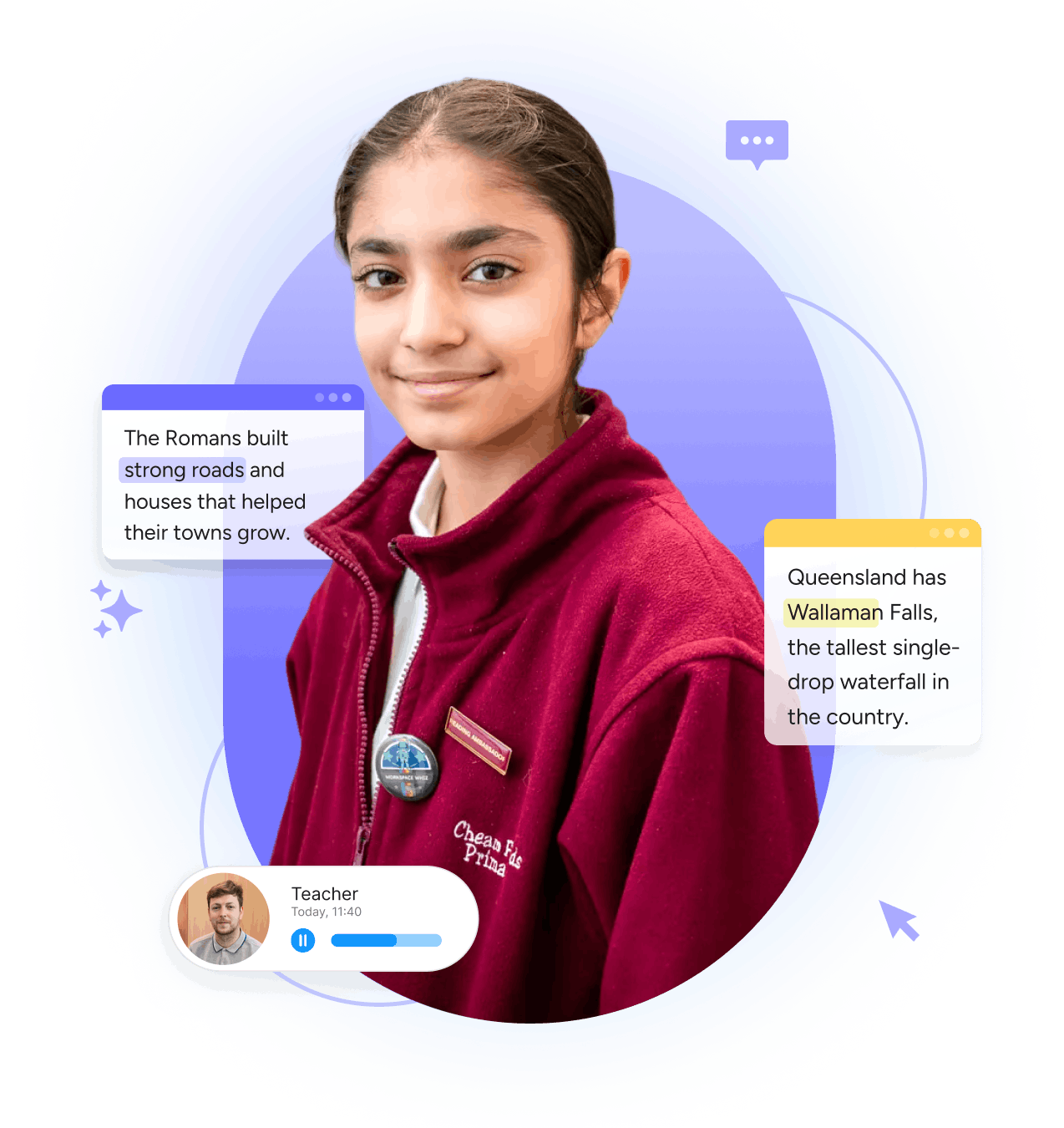 Student using Read&Write - with product UI overlaid