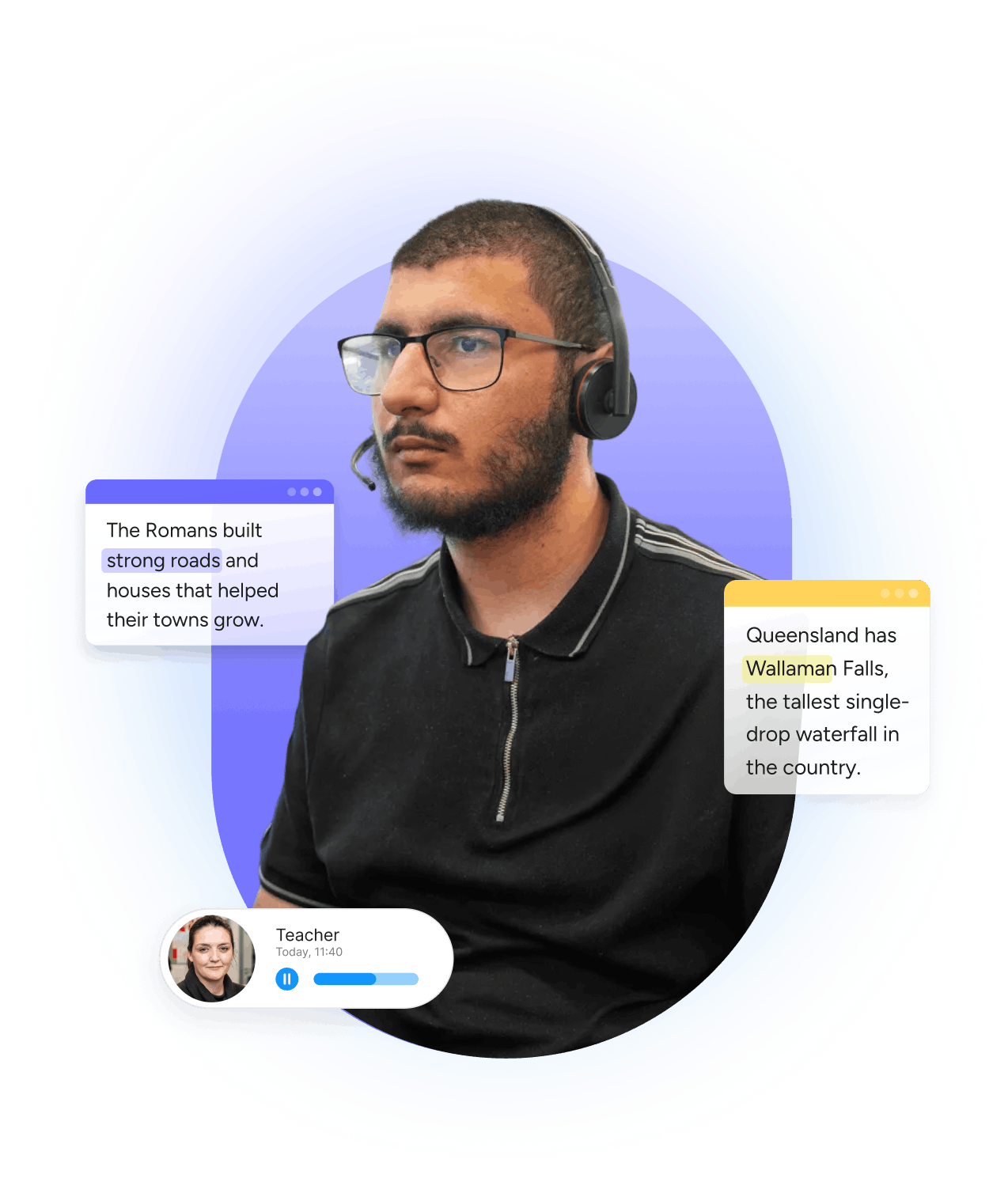 Student using Read&Write - with product UI overlaid