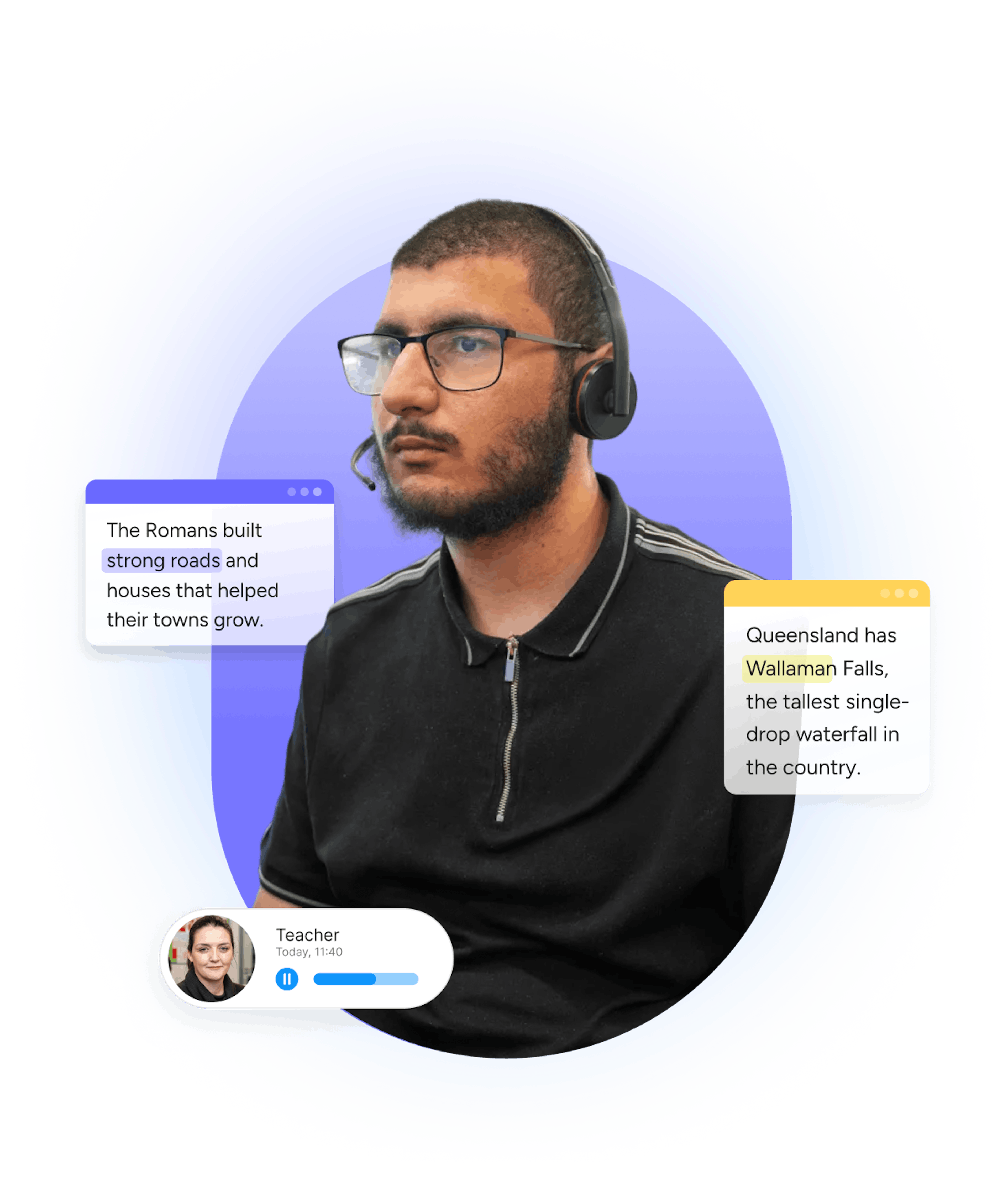 Student using Read&Write - with product UI overlaid