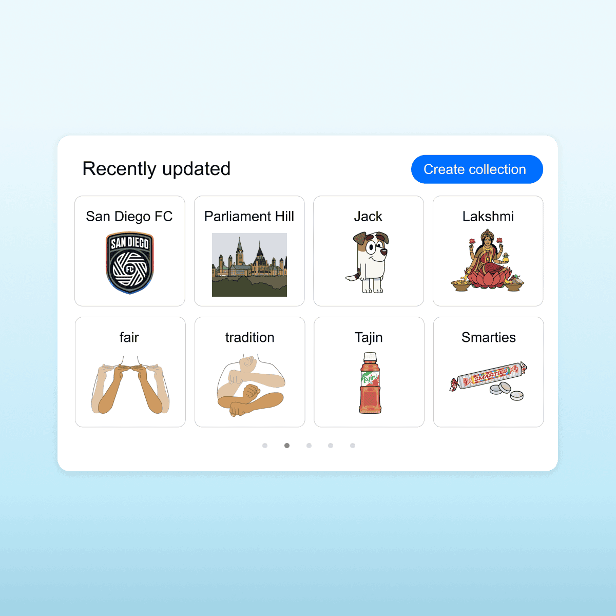 Collection of recently added SymbolStix, including topics like San Diego FC, Parliament Hill, and Jack from Bluey.