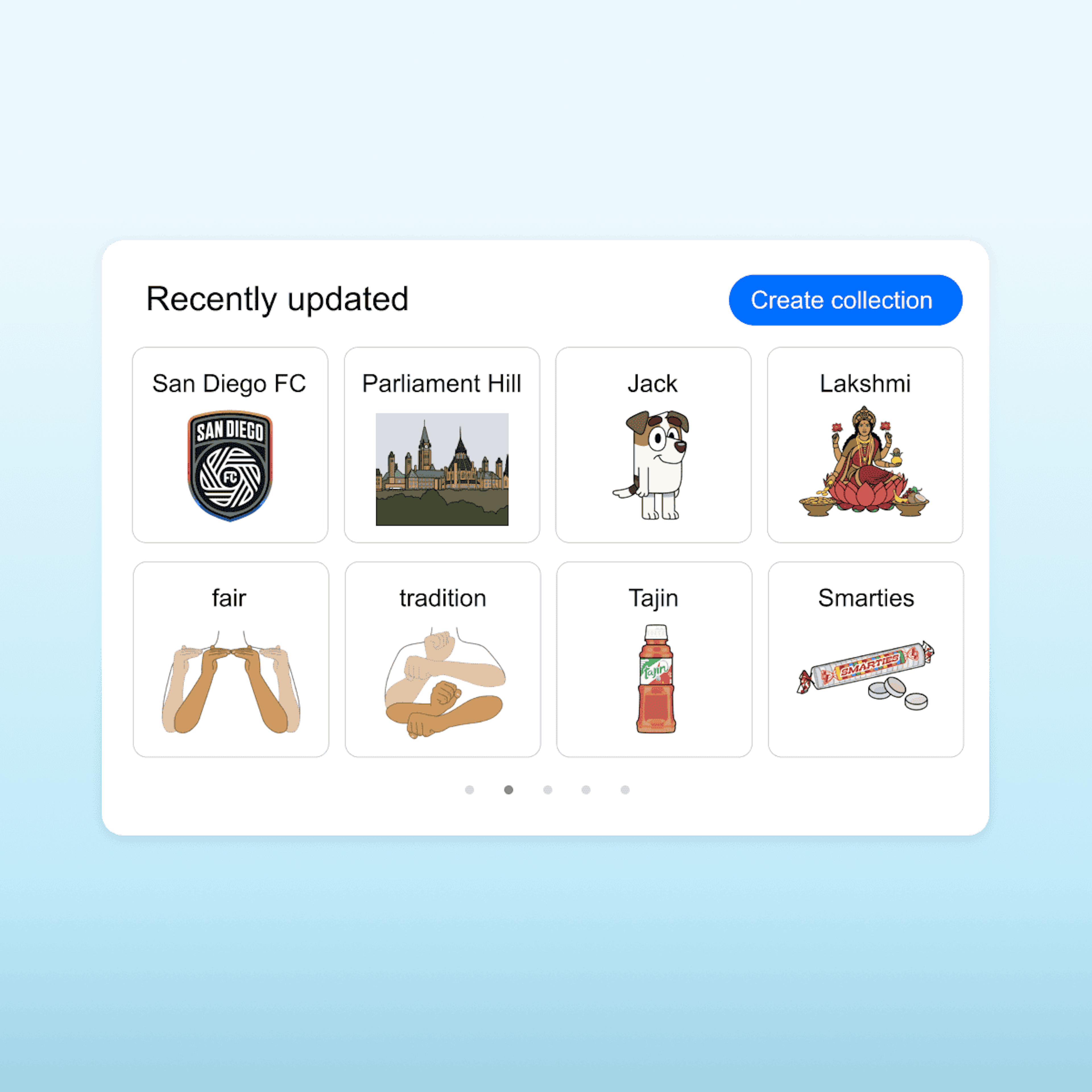 Collection of recently added SymbolStix, including topics like San Diego FC, Parliament Hill, and Jack from Bluey. 