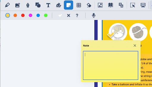 A screenshot in OrbitNote showing the annotation feature in action: preview shows a sticky note