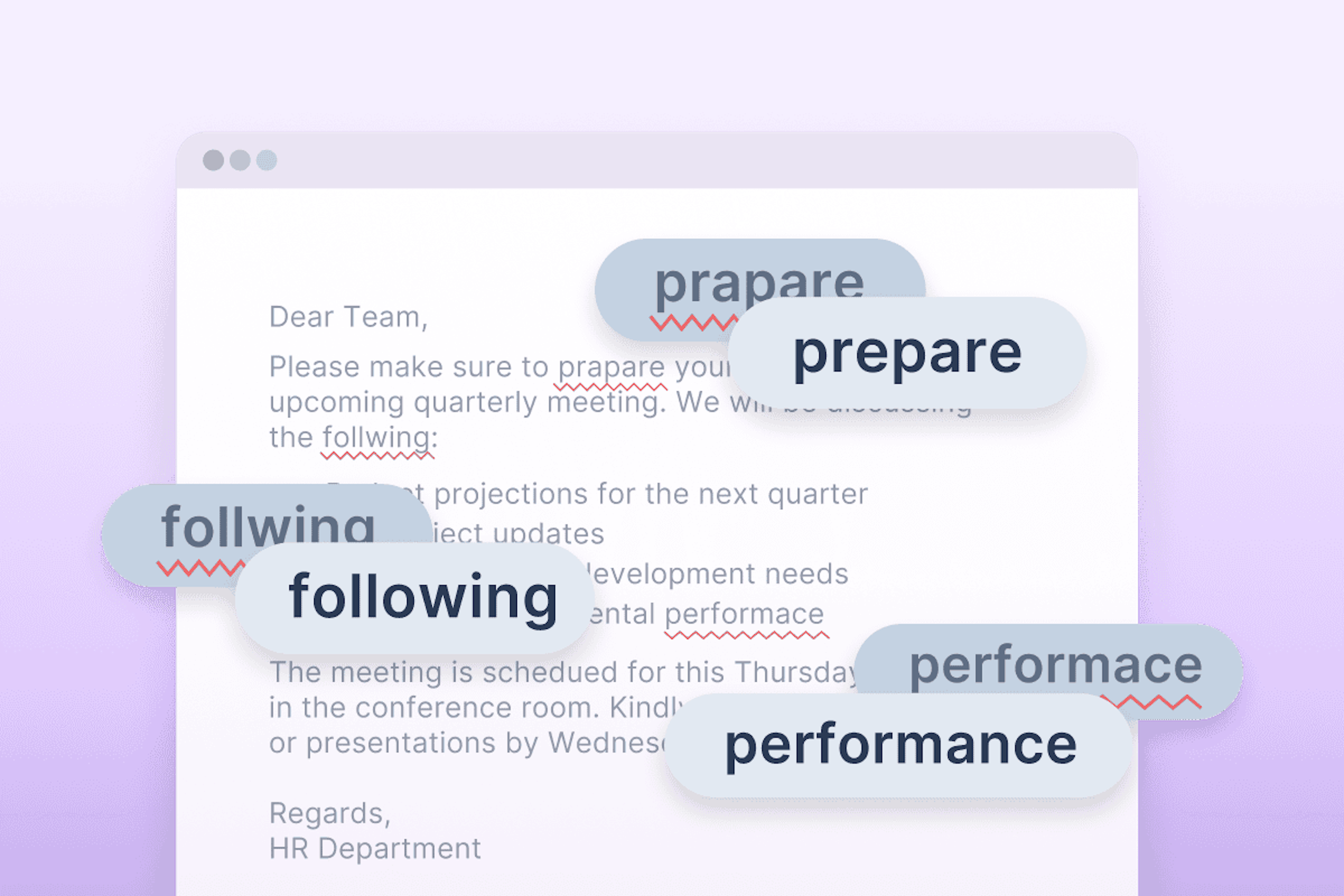 Product UI showing auto correct feature