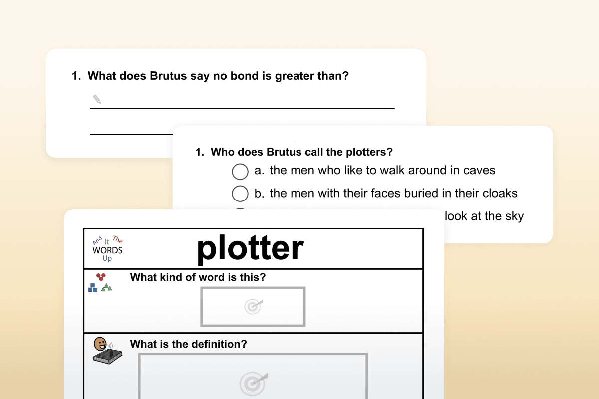 Examples of questions with short answer, multiple-choice, and symbol-supported options