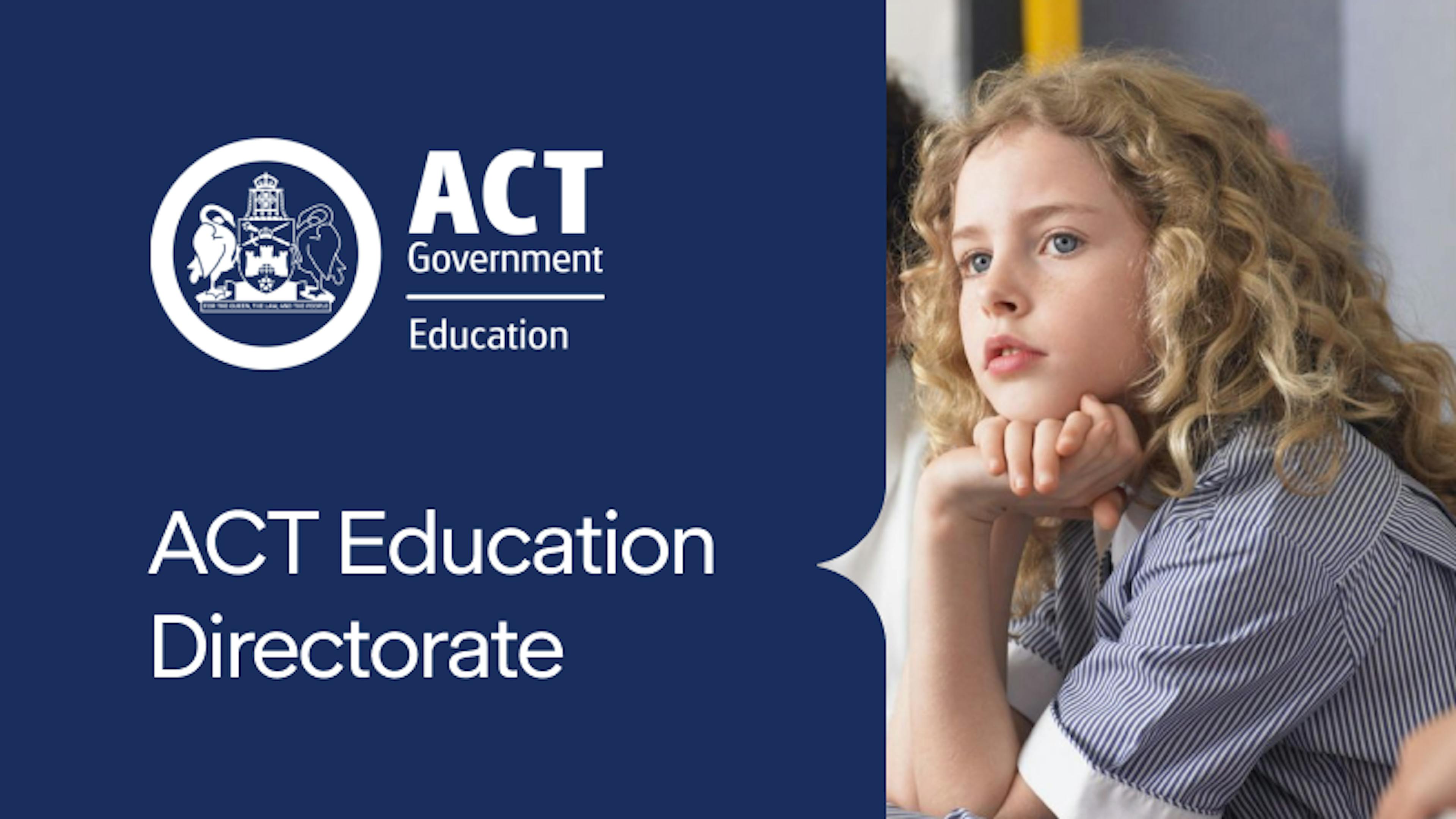 ACT Education Directorate logo and photo of student