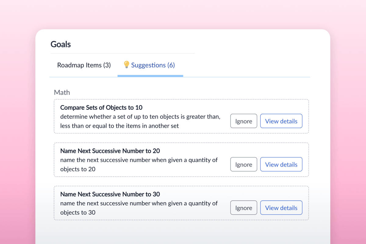 Three suggested math goals.
