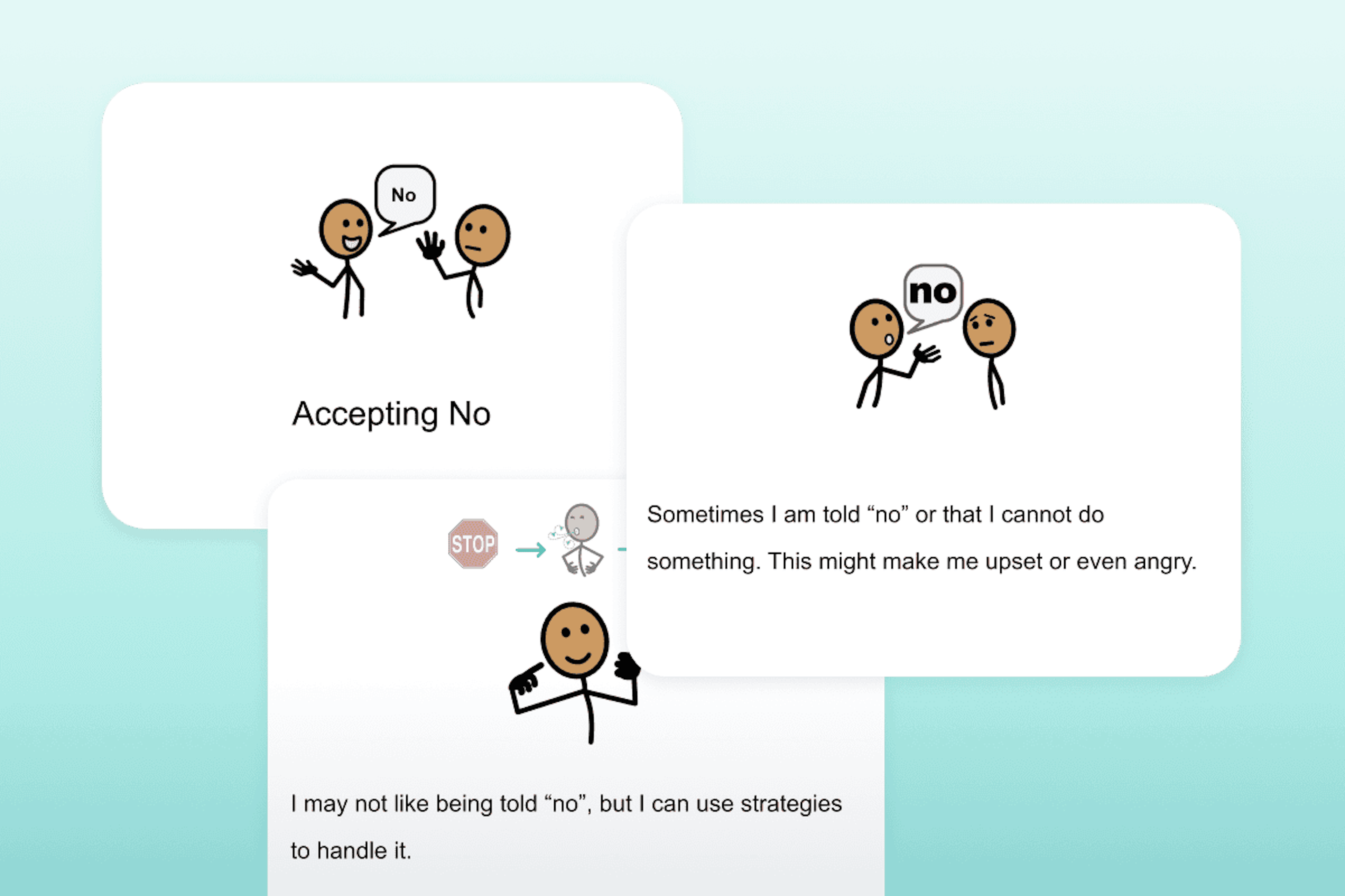 First three pages of a social narrative called "Accepting No"