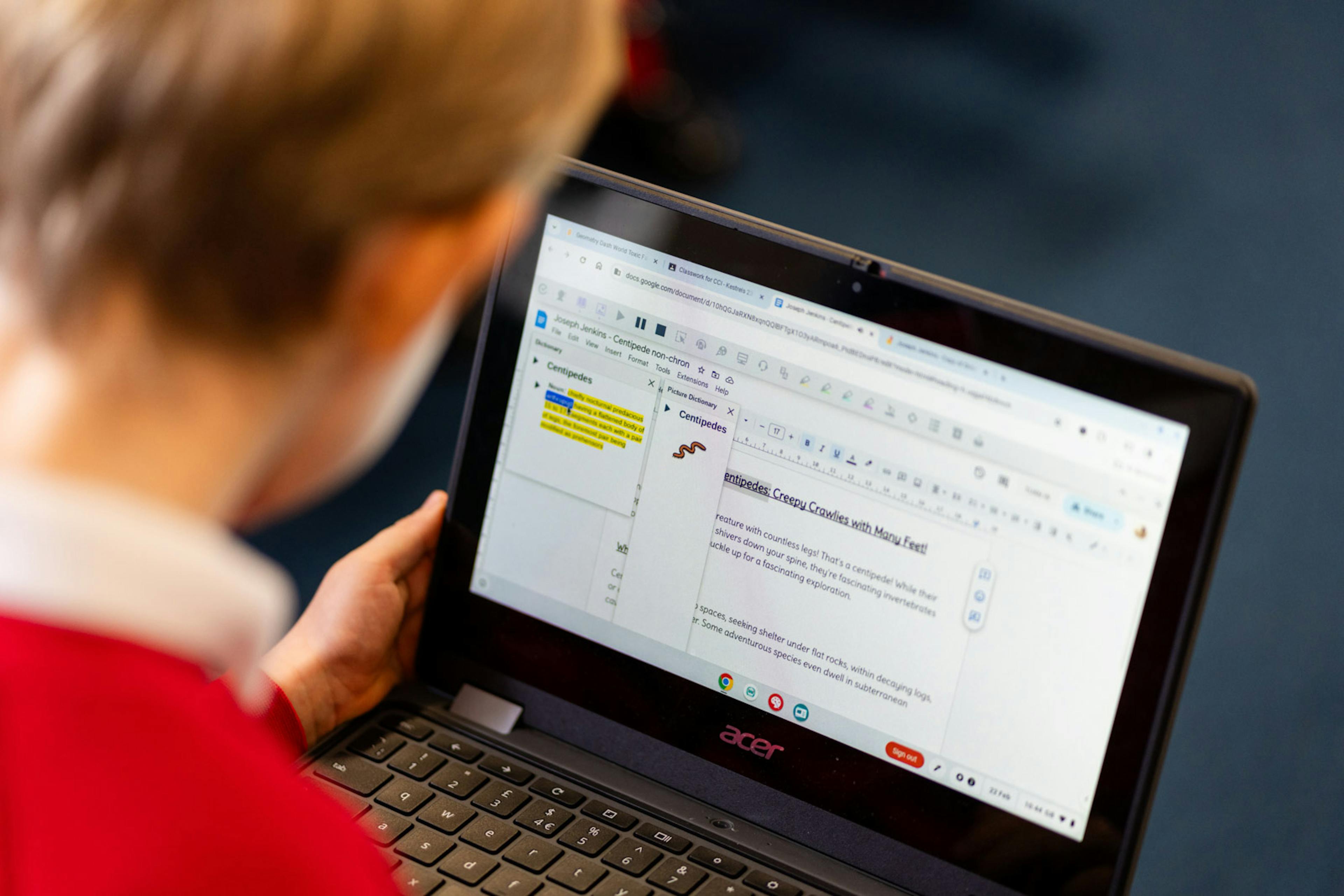 Picture Dictionary on a laptop screen