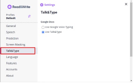 Velg Diktering som alternativ