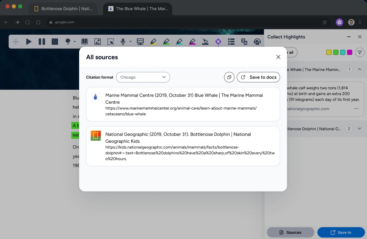 Read&Write automatic citations