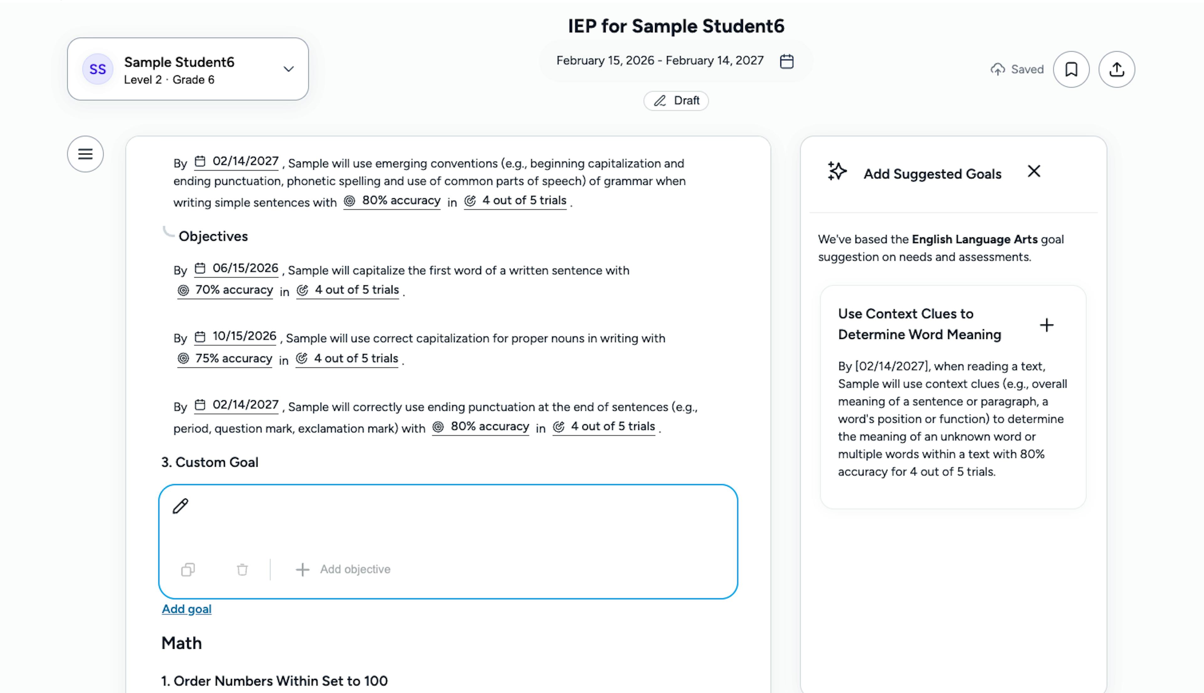 Polaris goal suggestion
