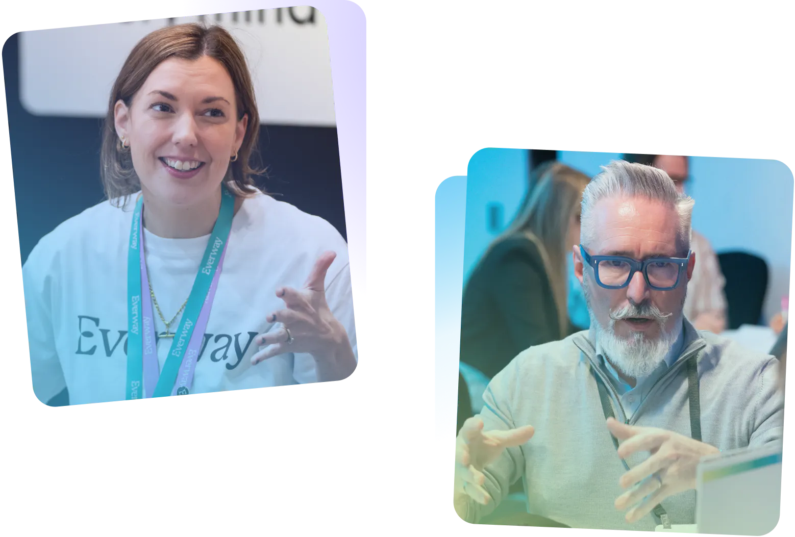 Headshots of Two employees smiling