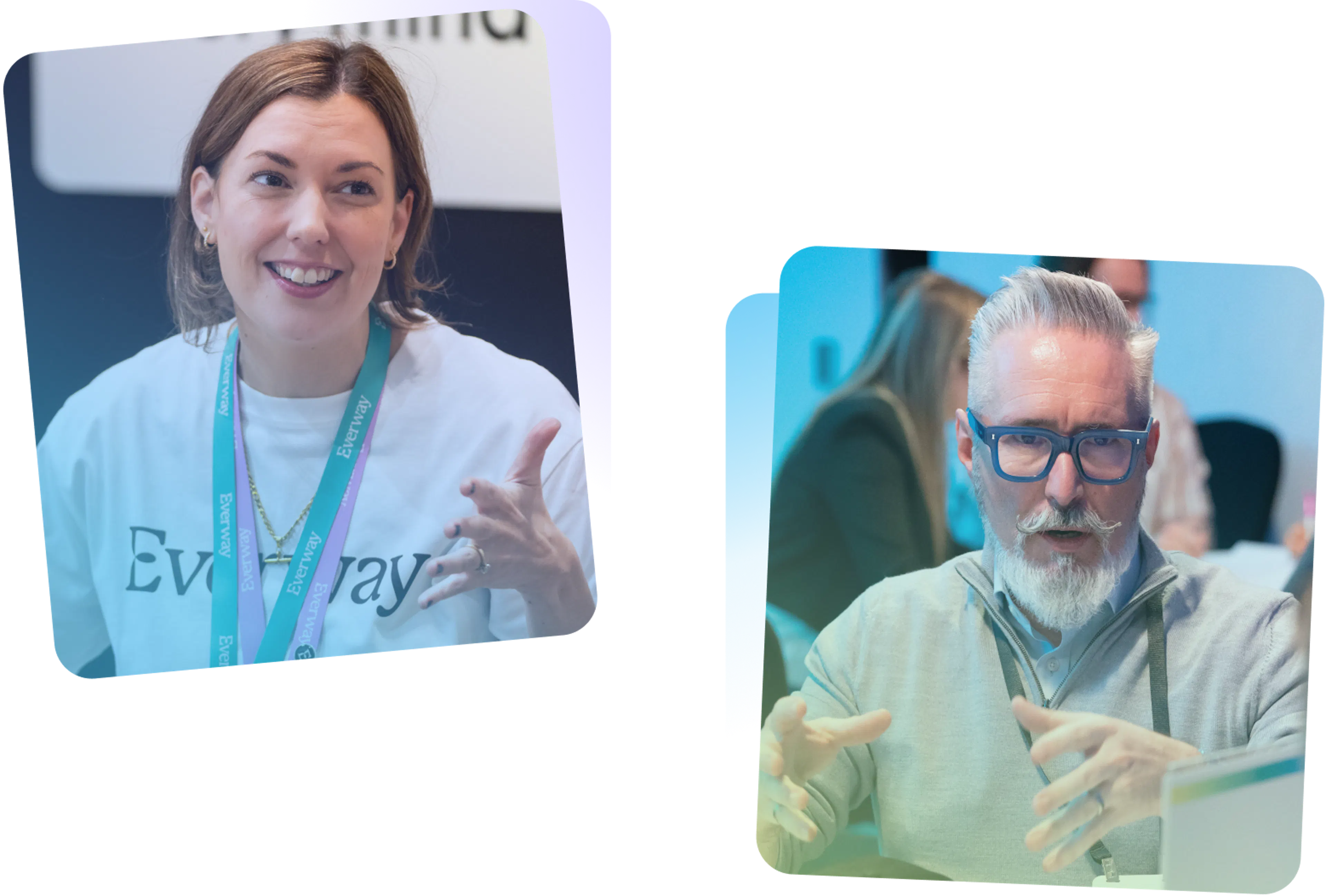 Headshots of Two employees smiling