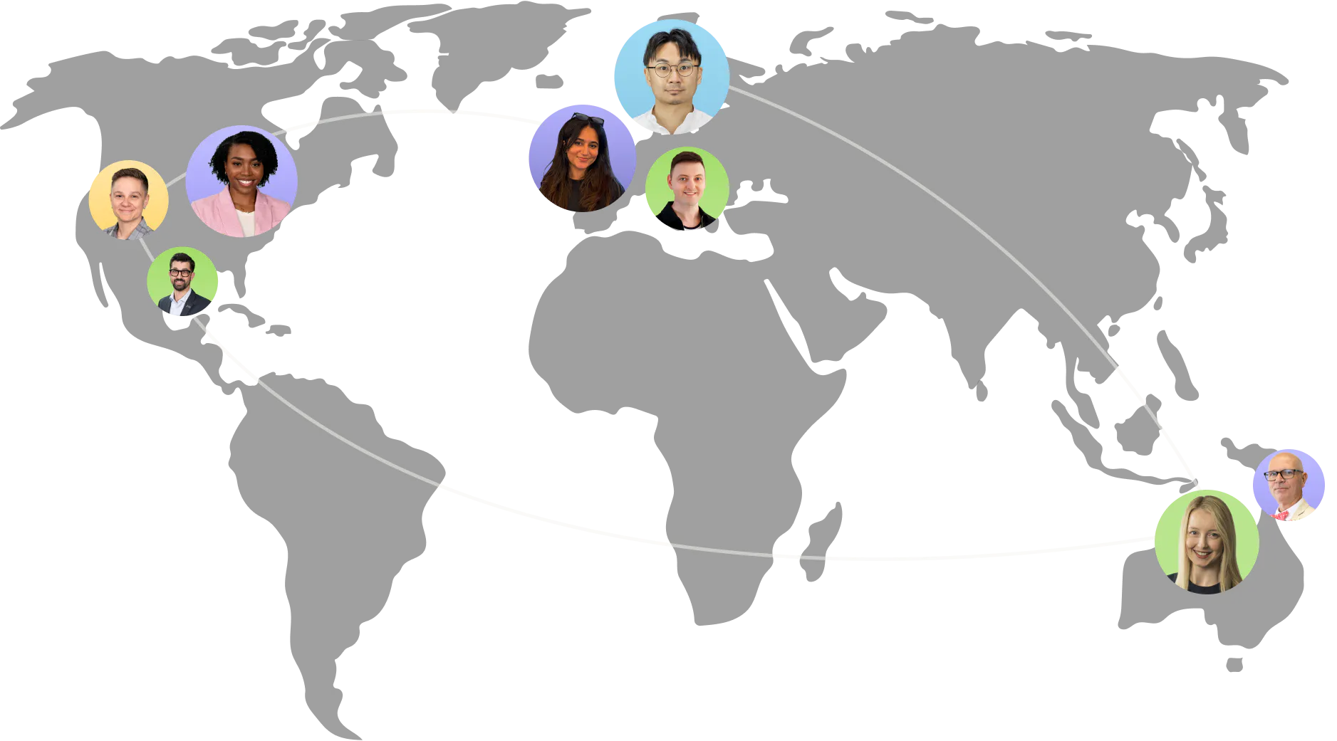 A world maps with Everway Employees plotted in North America, Europe and Australia