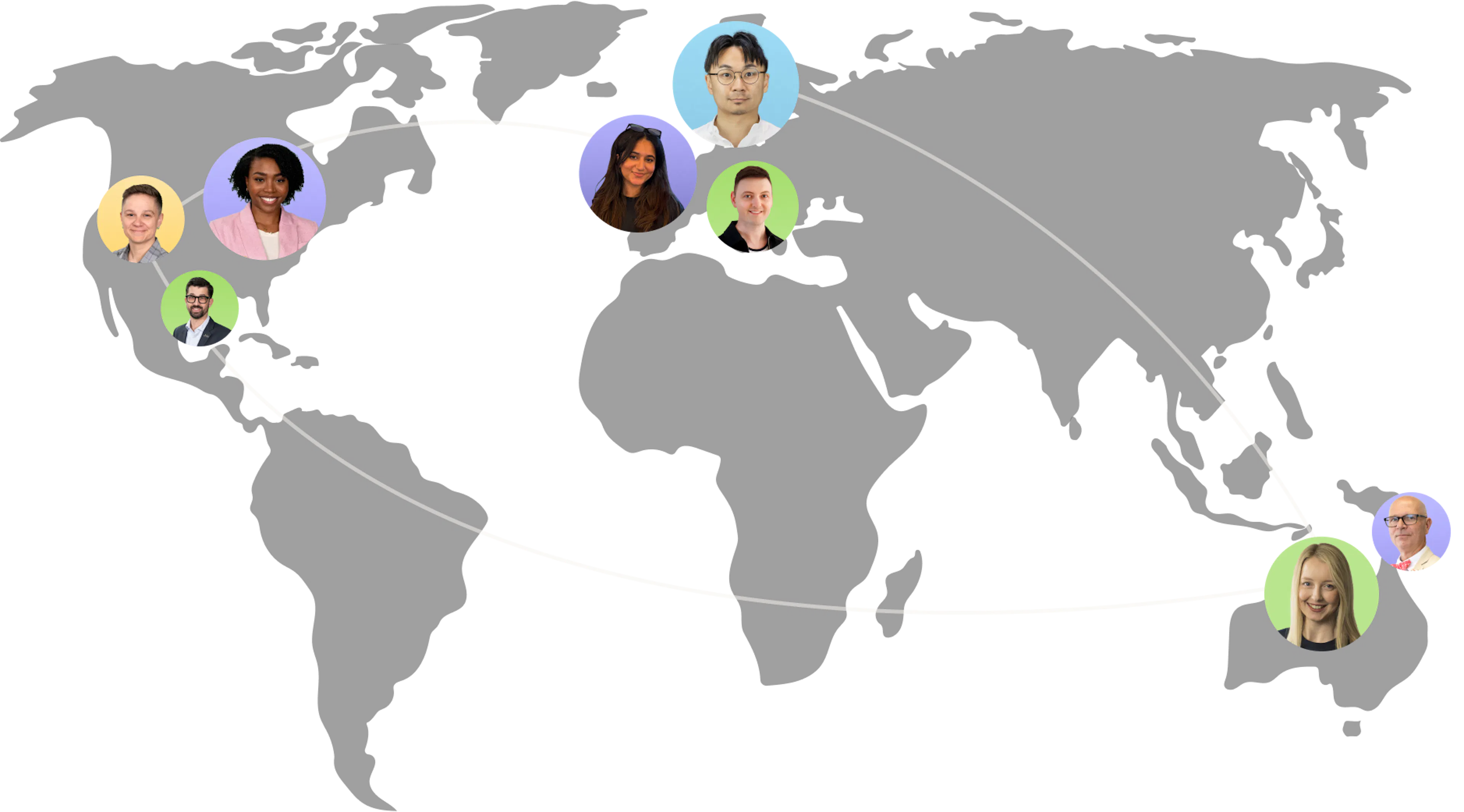 A world maps with Everway Employees plotted in North America, Europe and Australia