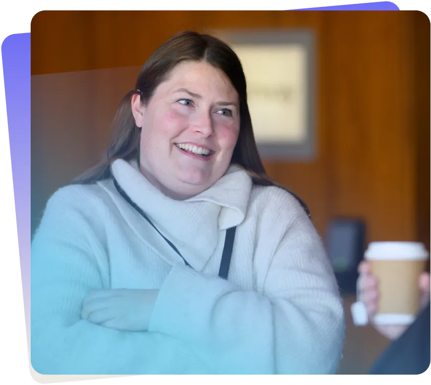 employee chatting at an event