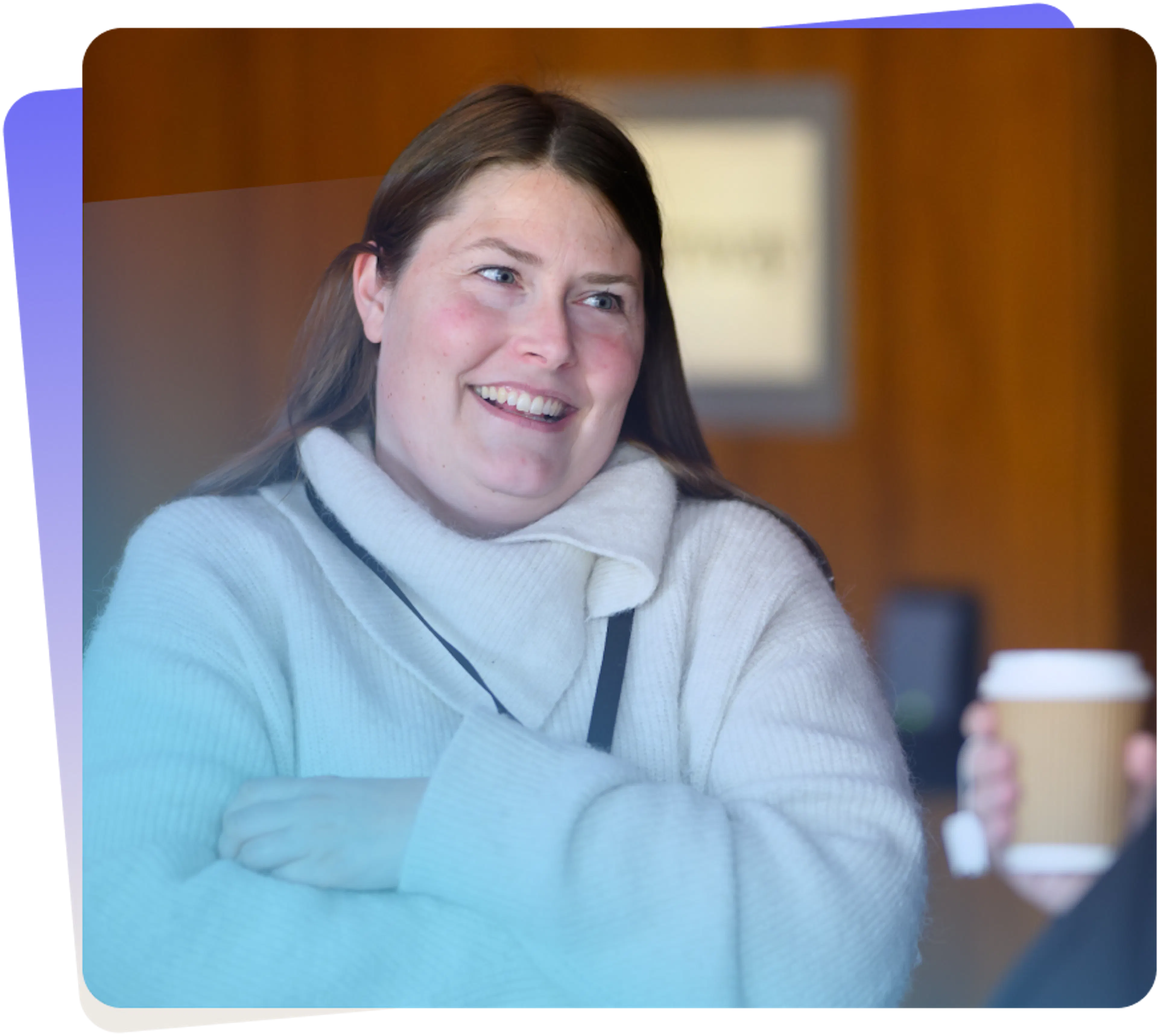  employee chatting at an event