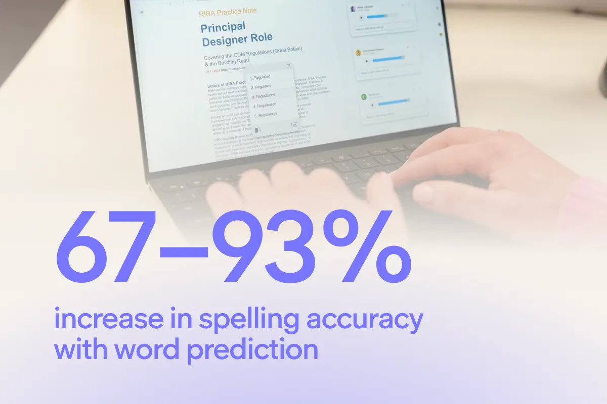Key statistic: 67–93% increase in spelling accuracy with word prediction