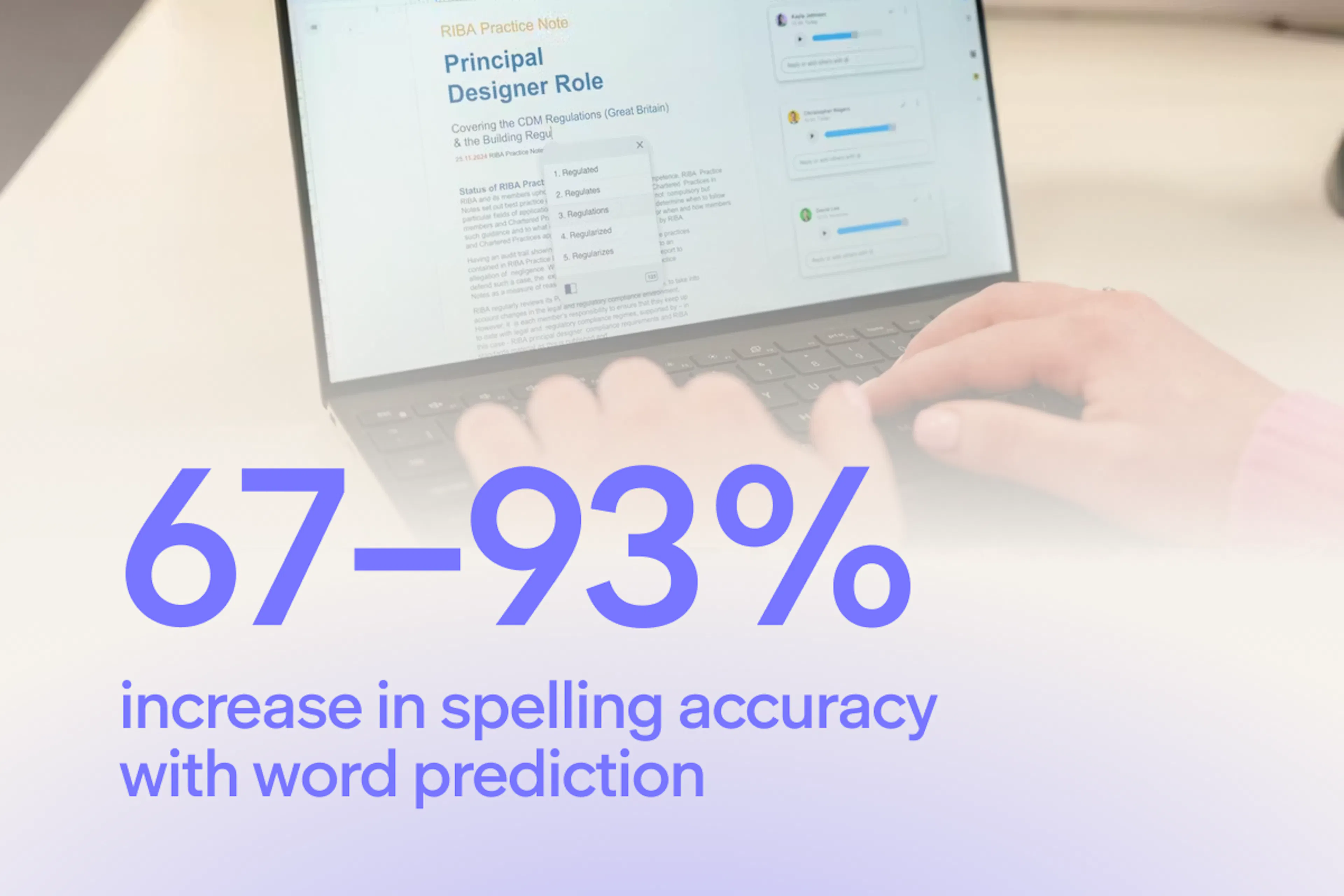 Key statistic: 67–93% increase in spelling accuracy with word prediction