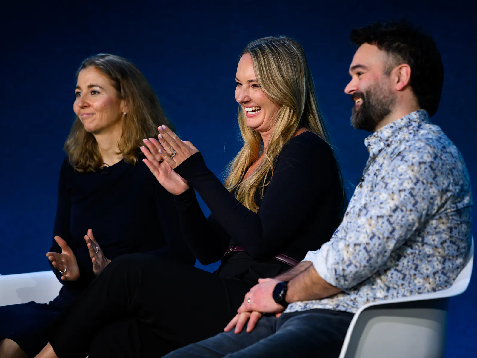 Three people on a panel discussion