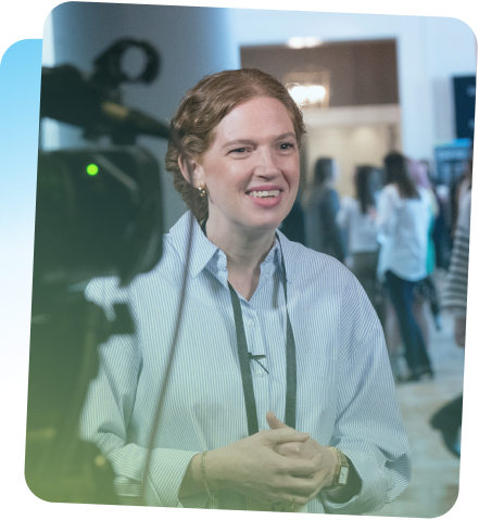 An Everway employee smiling during a video interview