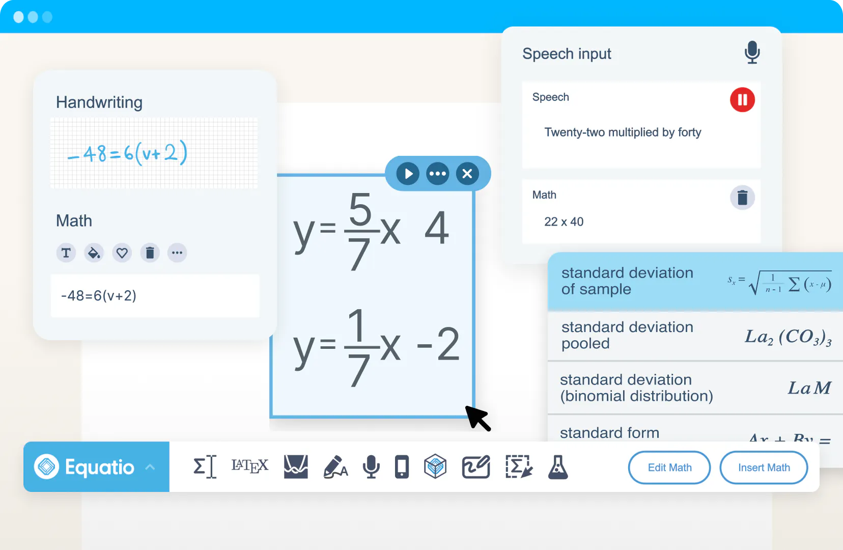 Equatio features in action