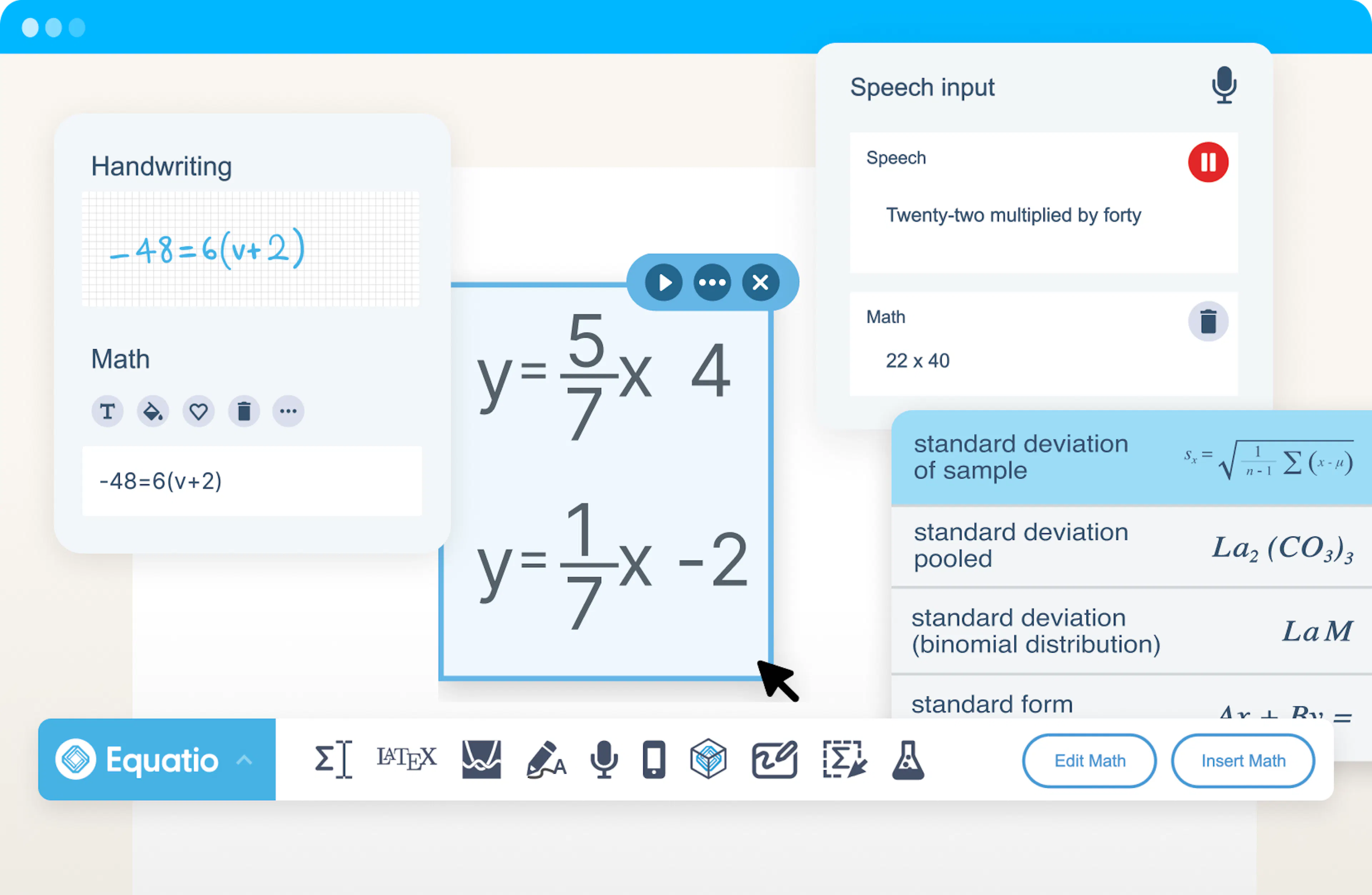 Equatio features in action