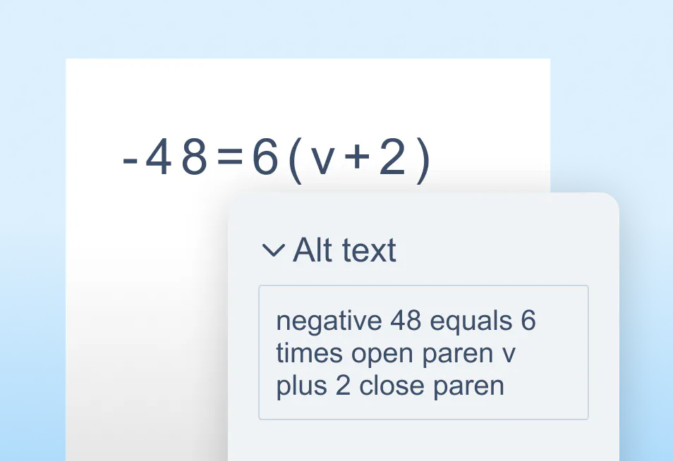 Alt text for equations in action